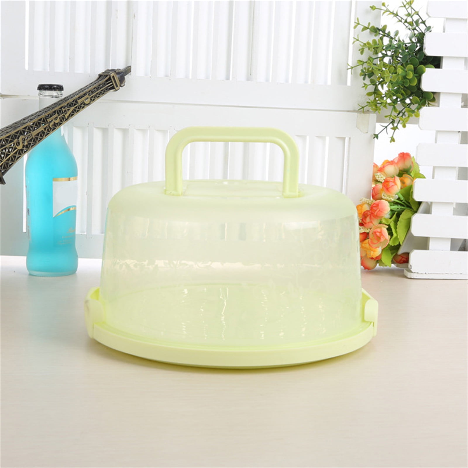 Portable Cake Storage Box, Transparent Plastic Cover with Snap Locks for Freshness, 26x22.5x13.5cm Airtight Container for Cupcakes or Snacks, Refrigerator-Safe and Odor-Proof Design Green - Image 4