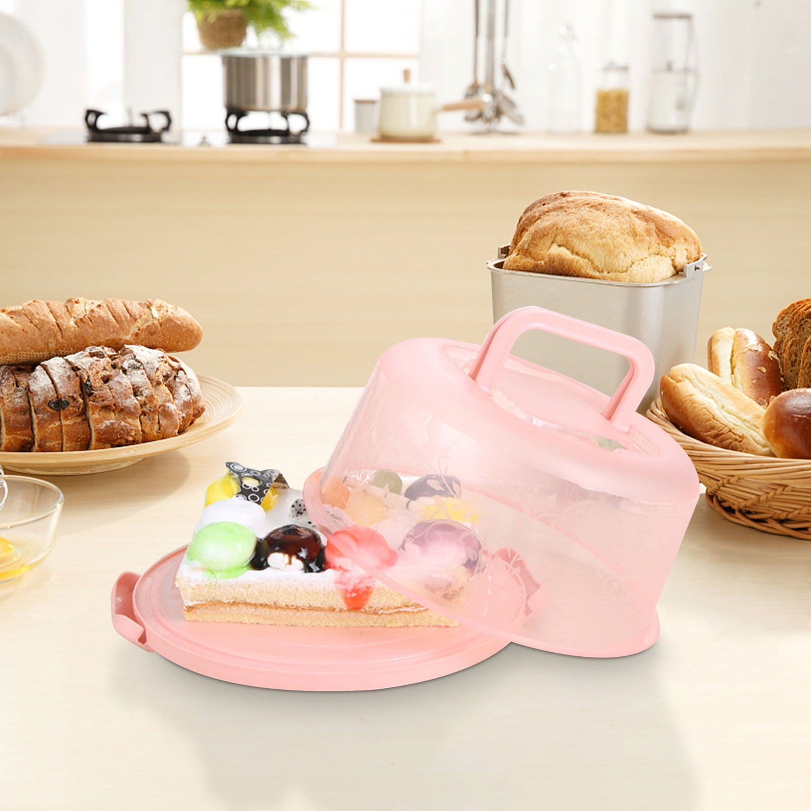 Portable Cake Storage Box, Transparent Plastic Cover with Snap Locks for Freshness, 26x22.5x13.5cm Airtight Container for Cupcakes or Snacks, Refrigerator-Safe and Odor-Proof Design Green - Image 6