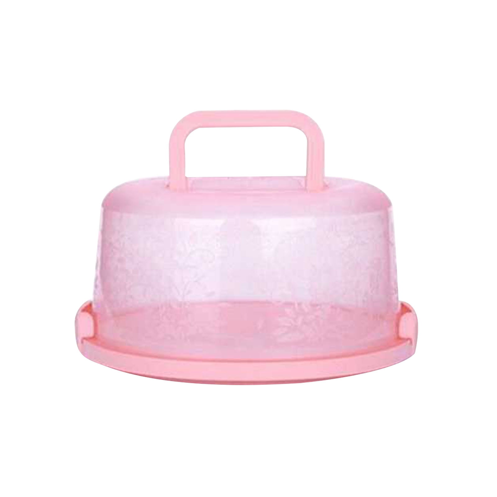 Portable Cake Storage Box, Transparent Plastic Cover with Snap Locks for Freshness, 26x22.5x13.5cm Airtight Container for Cupcakes or Snacks, Refrigerator-Safe and Odor-Proof Design Pink - Image 1
