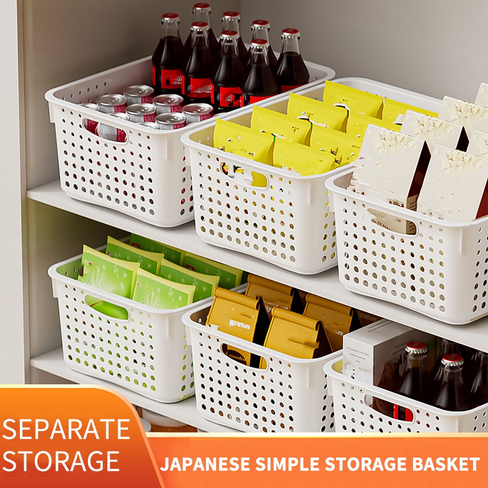 Large Plastic Storage Basket for Home Organization, Tabletop Snack Bin or Vegetable Container, Handled Open Crate for Kitchen or Bathroom, Space-Saving Versatile Decluttering Solution C - Image 5