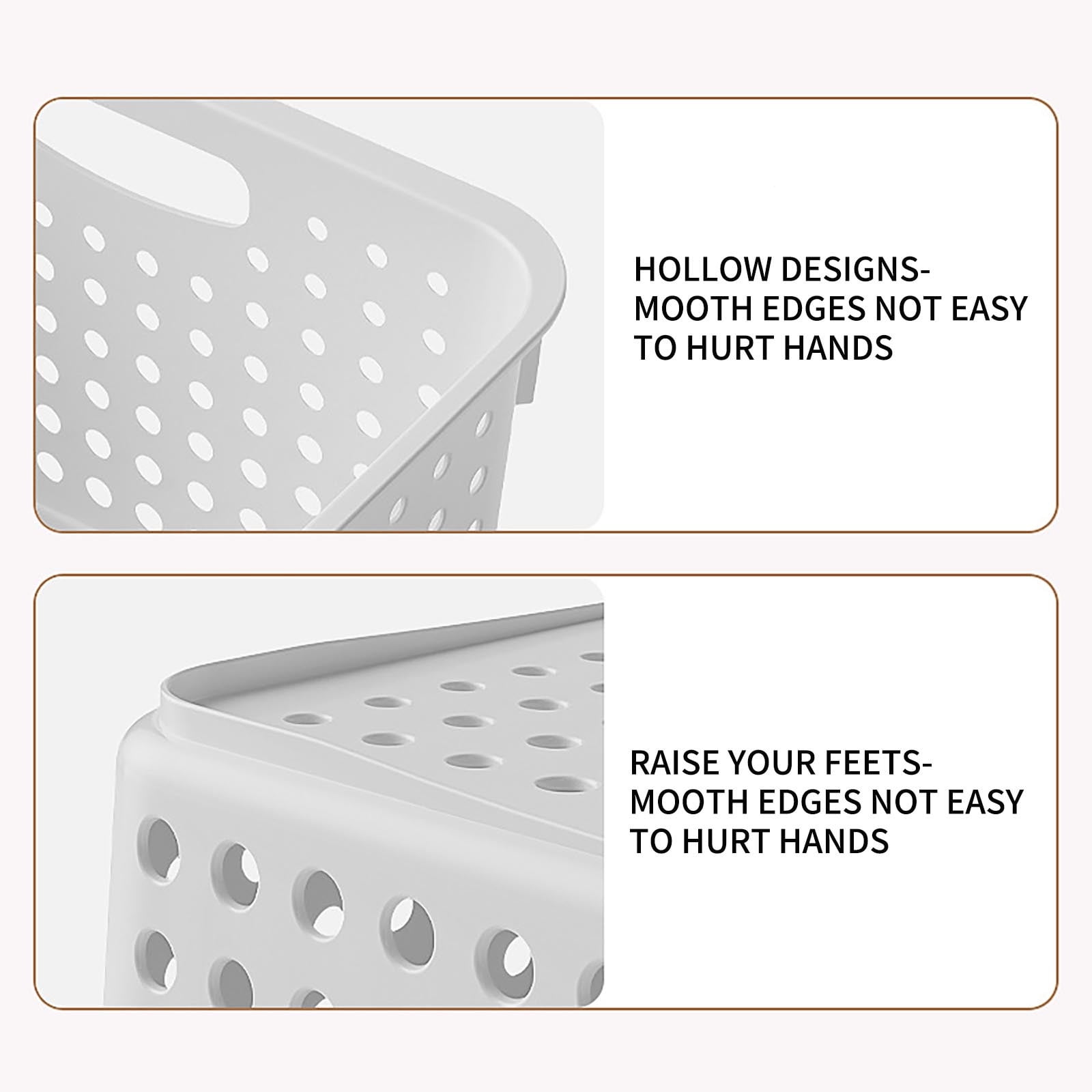 Large Plastic Storage Basket for Home Organization, Tabletop Snack Bin or Vegetable Container, Handled Open Crate for Kitchen or Bathroom, Space-Saving Versatile Decluttering Solution C - Image 6