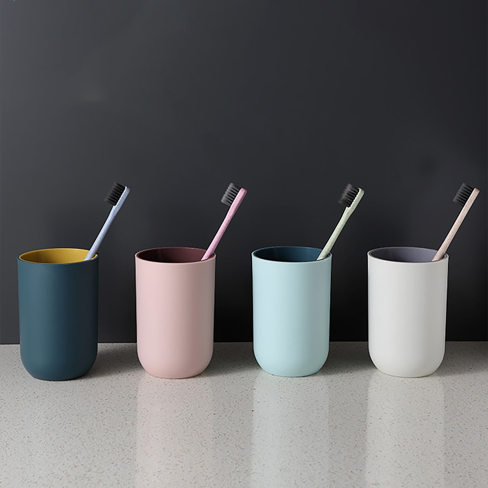 1Pack Bathroom Toothbrush Cup,ReusableToothbrush Holders,Multi-purpose Drinking Cups,Plastic Mouthwash Cup, Stackable Plastic Cup for Kitchen, Bathroom Travel, 350ml(Blue2) Grey - Image 2