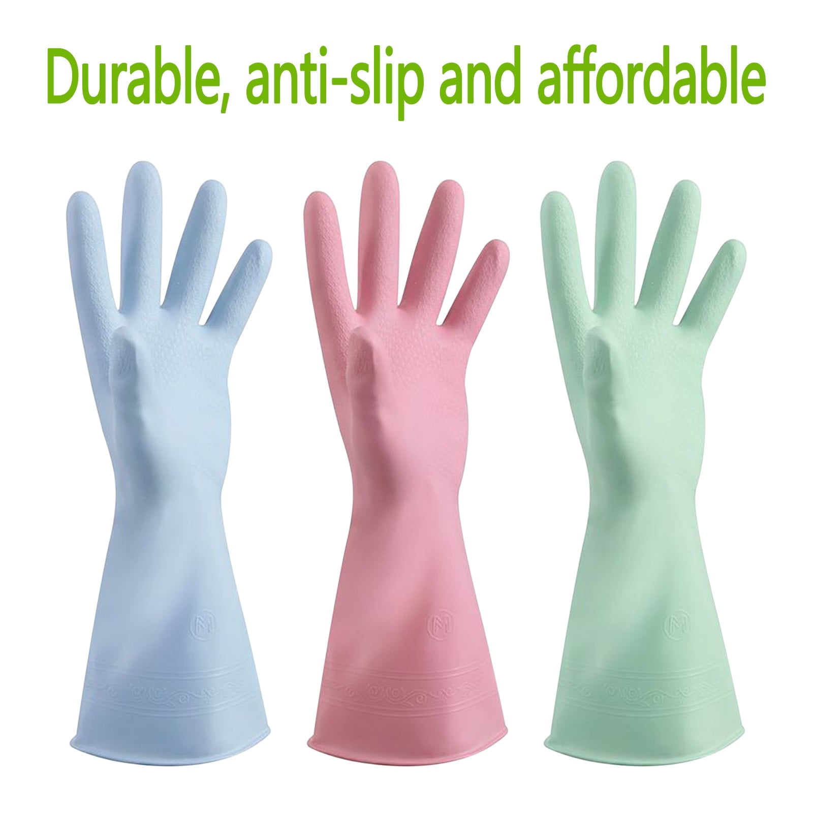 Reusable Household Dishwashing Cleaning Gloves, Food-Grade Natural Rubber with Non-Slip Textured Grip, Long Length for Hand and Arm Protection, Ideal for Kitchen, Gardening, and Janitorial Tasks Mint Green L - Image 5