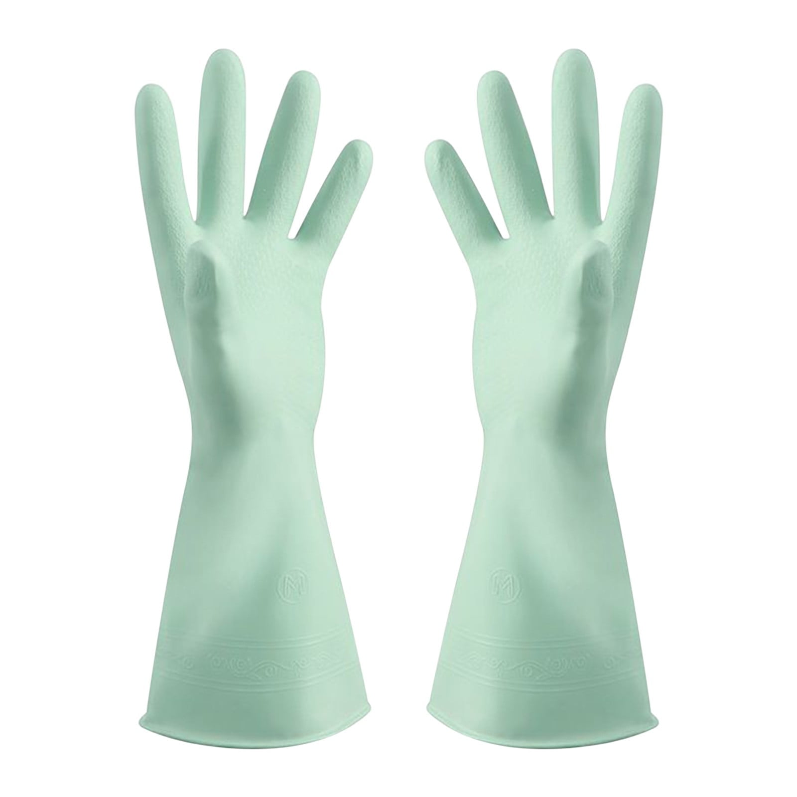 Reusable Household Dishwashing Cleaning Gloves, Food-Grade Natural Rubber with Non-Slip Textured Grip, Long Length for Hand and Arm Protection, Ideal for Kitchen, Gardening, and Janitorial Tasks Mint Green M - Image 1