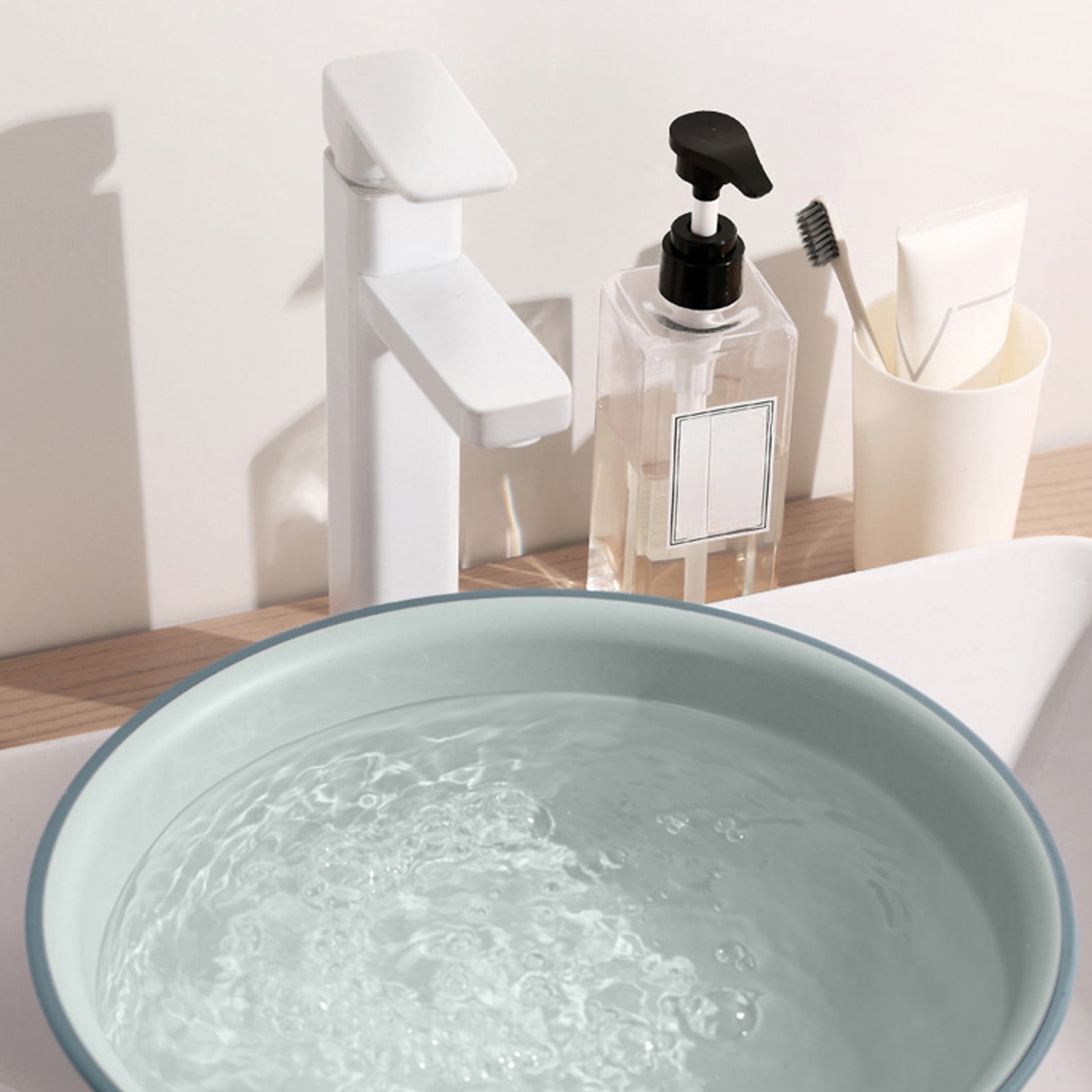 Wide Foot Wash Basin with Two-Color Design, Durable High-Temperature Plastic Washbasin for Laundry and Bathing, 13-Inch Round Shape with Large Capacity, Stable Flat Bottom for Home and Hotel Use A - Image 2