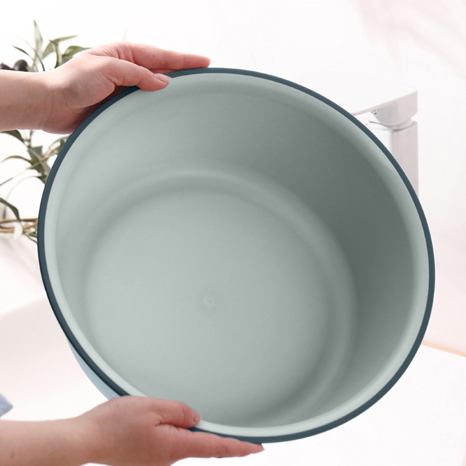 Wide Foot Wash Basin with Two-Color Design, Durable High-Temperature Plastic Washbasin for Laundry and Bathing, 13-Inch Round Shape with Large Capacity, Stable Flat Bottom for Home and Hotel Use A - Image 5