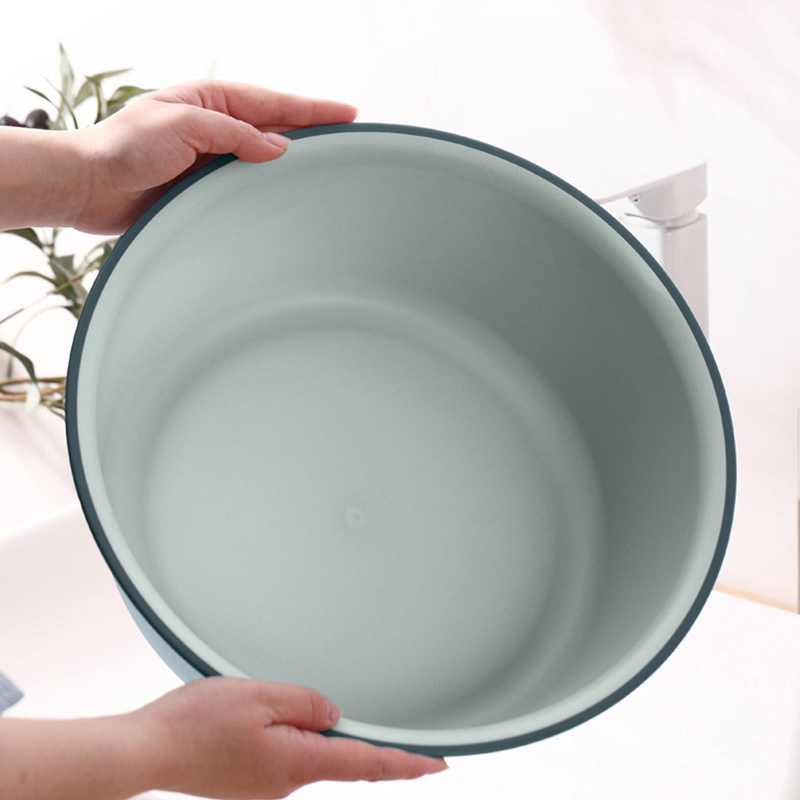 Wide Foot Wash Basin with Two-Color Design, Durable High-Temperature Plastic Washbasin for Laundry and Bathing, 13-Inch Round Shape with Large Capacity, Stable Flat Bottom for Home and Hotel Use B - Image 5