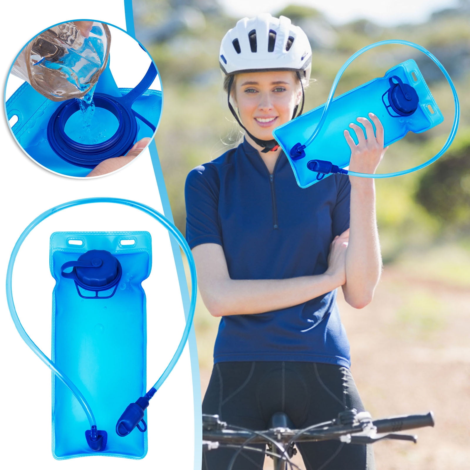 2-Liter Leak-Proof Hydration Bladder for Hiking, Camping, Biking, BPA-Free TPU Water Reservoir with Insulating Sleeve, Large Opening Easy Fill, Clean, Includes Drinking Tube, 35x17.5cm - Image 2