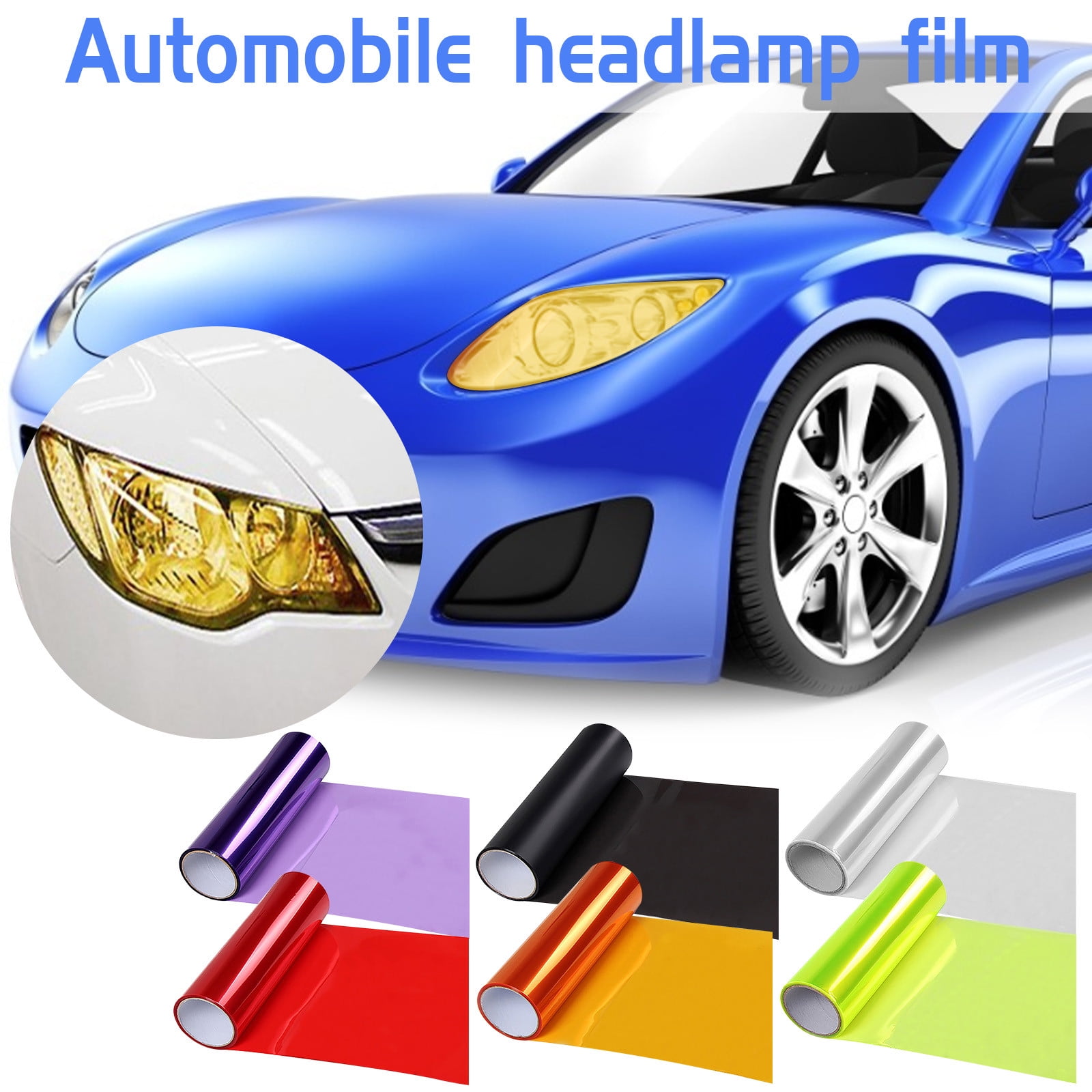 Car Headlight Color Change Film,Translucent PVC Light Sticker with Strong Adhesion,Easy Application & Bubble-Free Removal,DIY Tint Film for Headlights,Automotive Styling & Protection,30x100cm Black - Image 2
