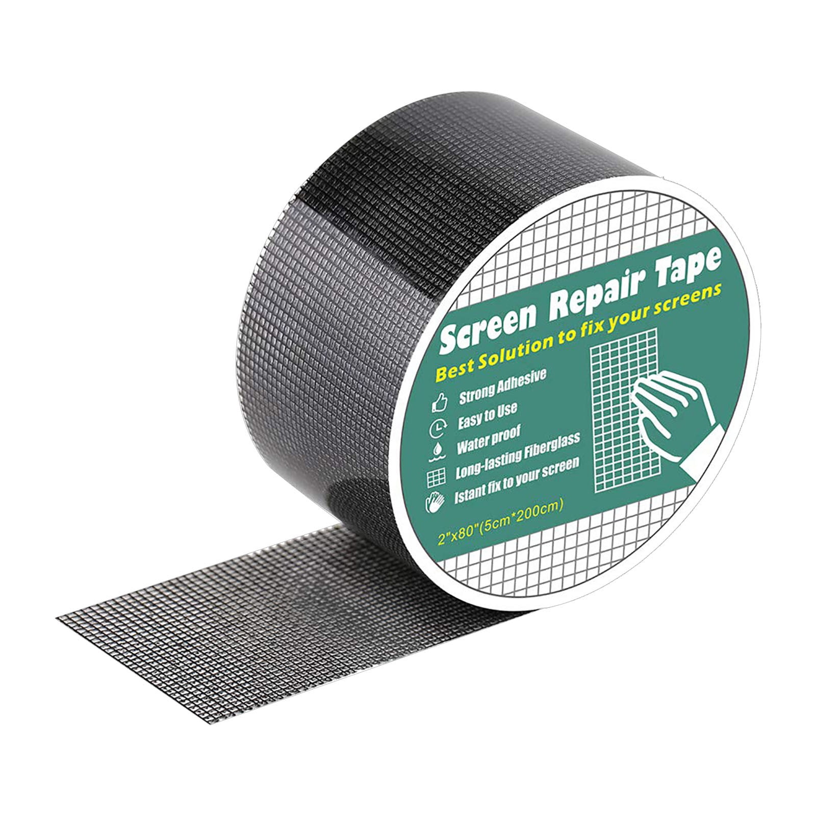 Mosquito Screen Repair Tape, Self-Adhesive Fiberglass Patch for Door & Window Mesh, 5x200cm Strong Fix for Rips & Tears, High-Low Temp Resistant Net Sticker for RV Tent, Easy DIY Solution Black - Image 1
