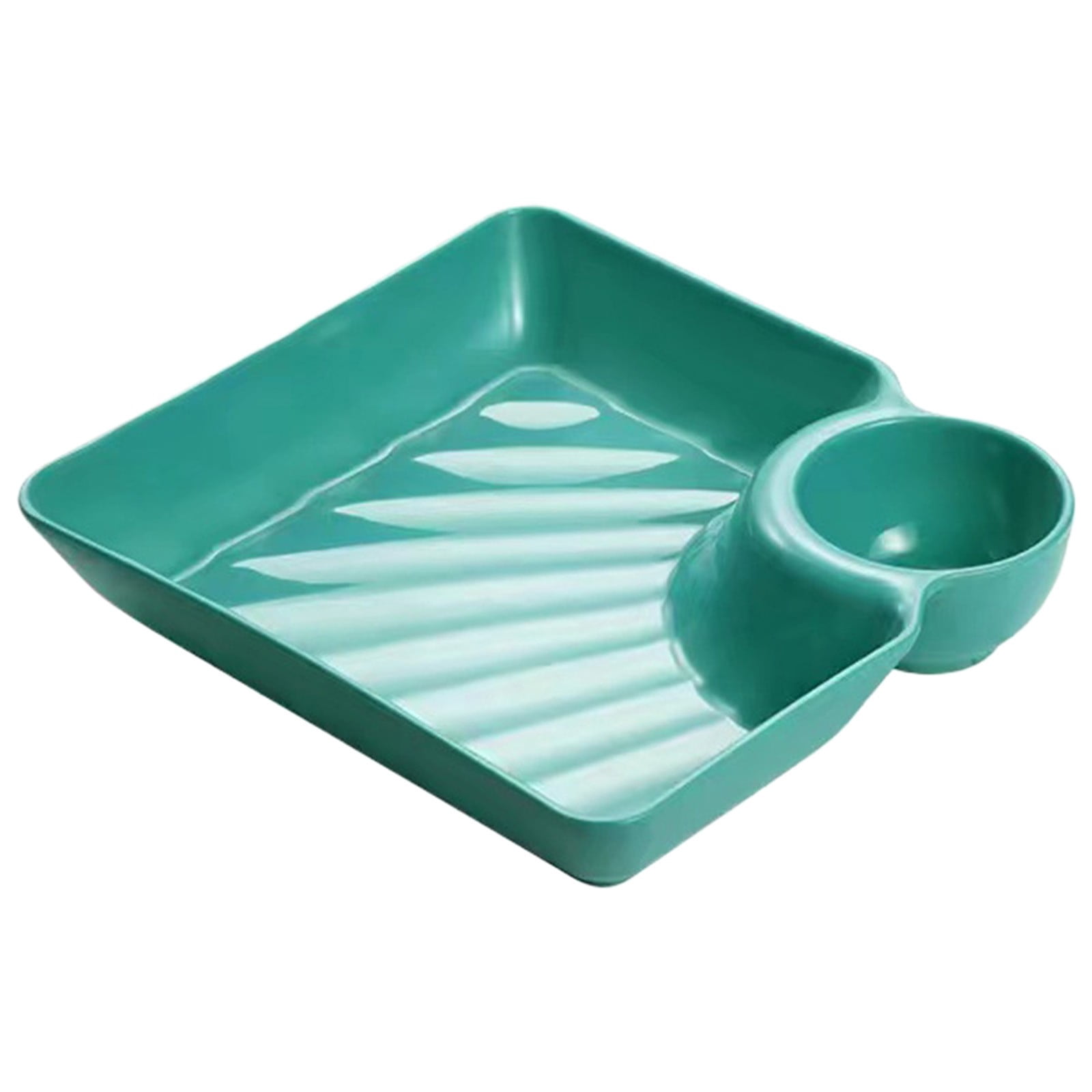 Chip Dip Serving Platter, Plastic Dumpling Plates with Sauce Compartment, Square Serving Dish Sushi Plates, Small Dip Tray for Appetizer, Taco Salsa, Fruit, Charcuterie, 1 Pcs, 7.28x7.2x1.6 7.28