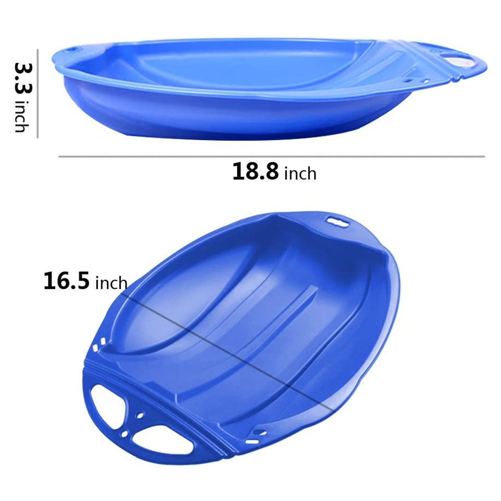 Round Snow Sled Disc for Kids and Adults, Thick Portable Skiing Pad with Anti-Skid Sunk Seat, Versatile Slider for Snow, Grass, and Sand, Comfortable Oversized Handle Design up to 220lbs Blue - Image 3