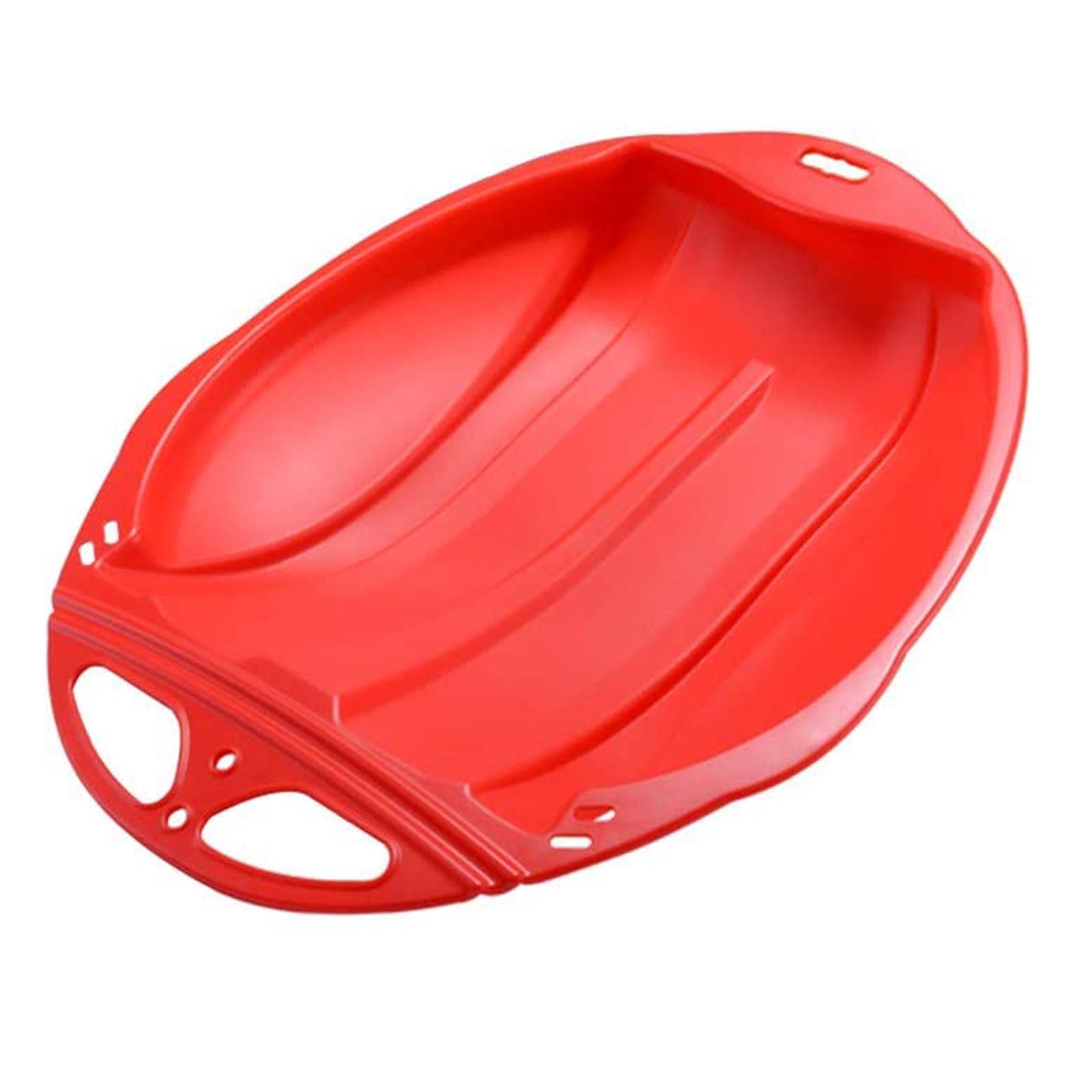 Round Snow Sled Disc for Kids and Adults, Thick Portable Skiing Pad with Anti-Skid Sunk Seat, Versatile Slider for Snow, Grass, and Sand, Comfortable Oversized Handle Design up to 220lbs Red - Image 1