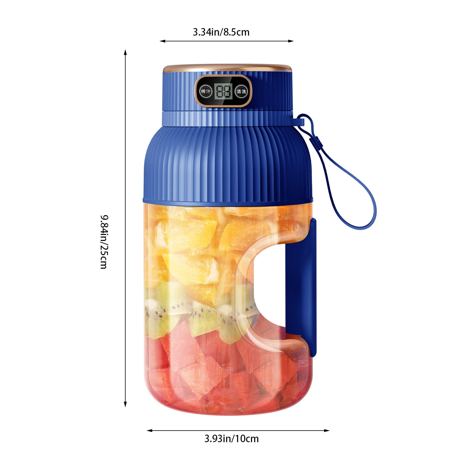 Portable 1200ml Electric Mixing Cup, Stainless Steel & Glass Body, Squeeze Bottle for Protein Shakes, Juices, Gym Drinks, Rechargeable, Airtight Lids, BPA-Free, Multi-Functional Blender Blue - Image 3