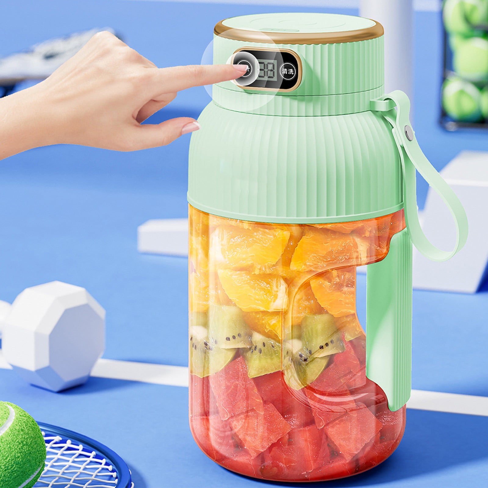 Portable 1200ml Electric Mixing Cup, Stainless Steel & Glass Body, Squeeze Bottle for Protein Shakes, Juices, Gym Drinks, Rechargeable, Airtight Lids, BPA-Free, Multi-Functional Blender Green - Image 4