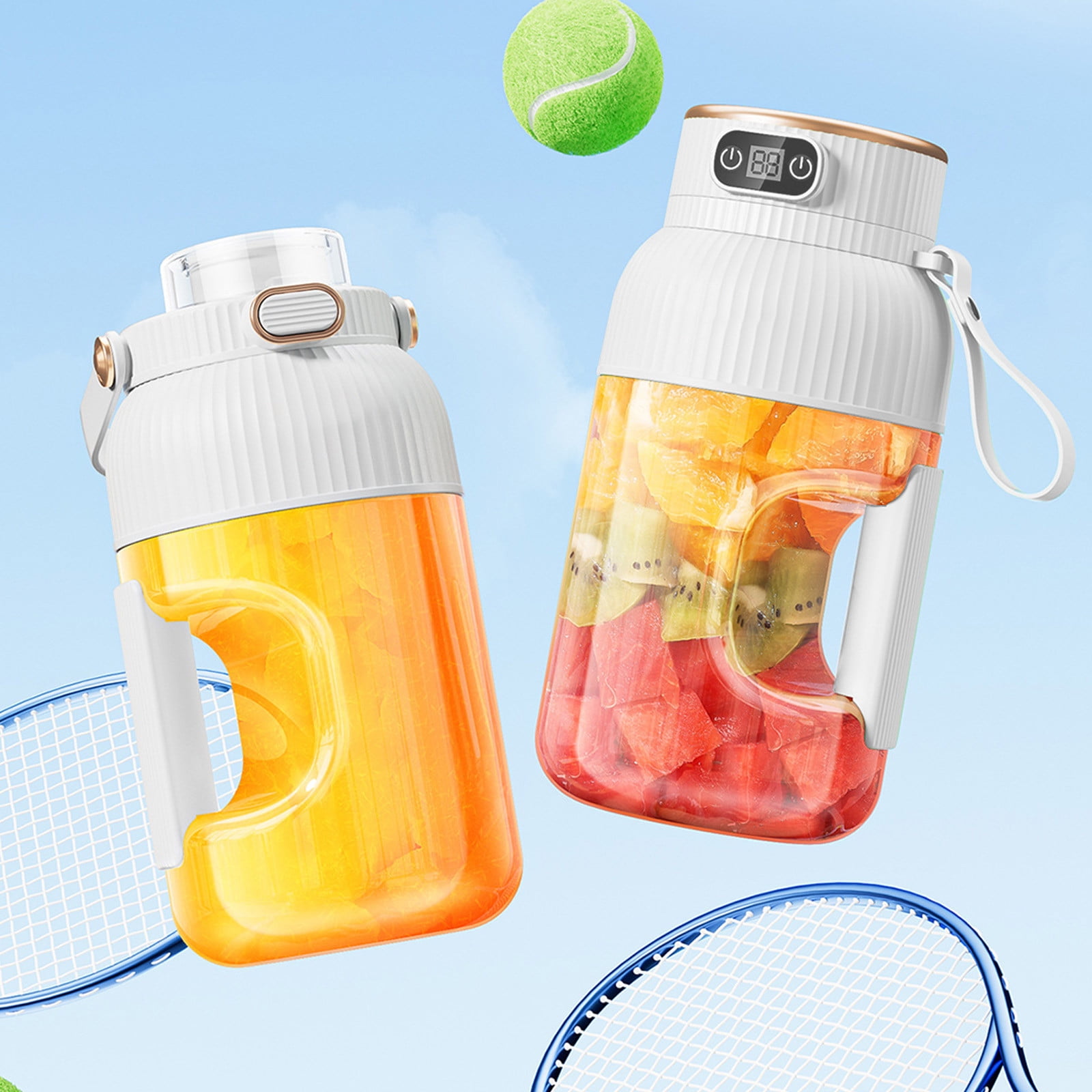 Portable 1200ml Electric Mixing Cup, Stainless Steel & Glass Body, Squeeze Bottle for Protein Shakes, Juices, Gym Drinks, Rechargeable, Airtight Lids, BPA-Free, Multi-Functional Blender White - Image 2