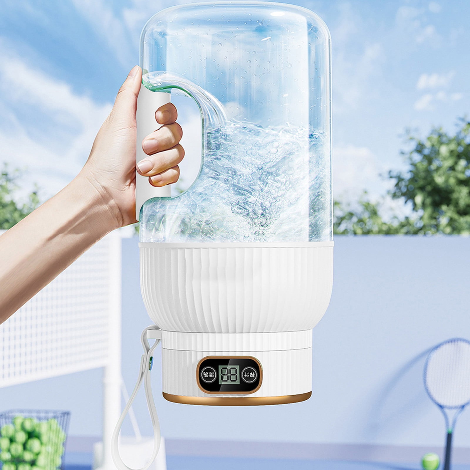 Portable 1200ml Electric Mixing Cup, Stainless Steel & Glass Body, Squeeze Bottle for Protein Shakes, Juices, Gym Drinks, Rechargeable, Airtight Lids, BPA-Free, Multi-Functional Blender White - Image 5