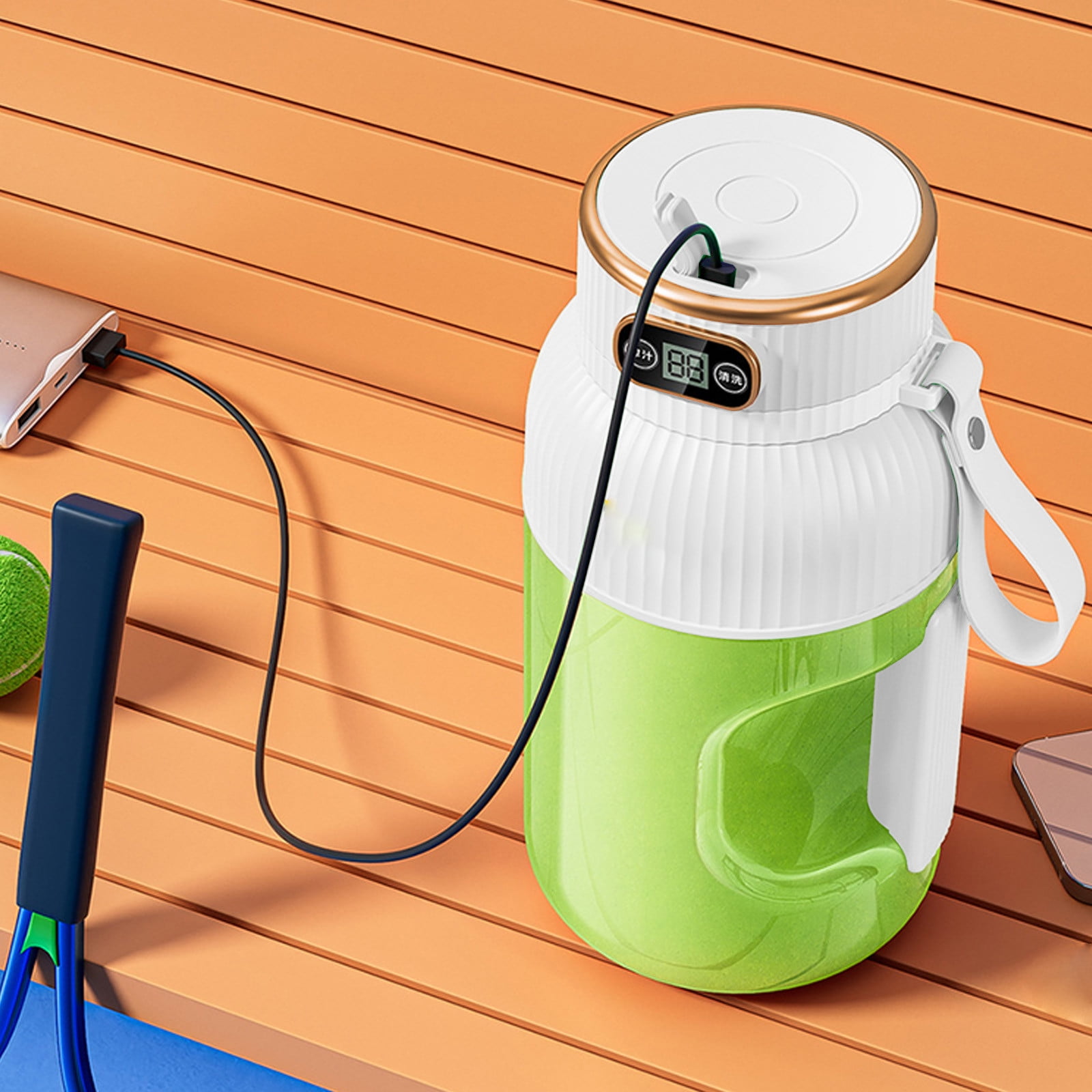 Portable 1200ml Electric Mixing Cup, Stainless Steel & Glass Body, Squeeze Bottle for Protein Shakes, Juices, Gym Drinks, Rechargeable, Airtight Lids, BPA-Free, Multi-Functional Blender White - Image 6
