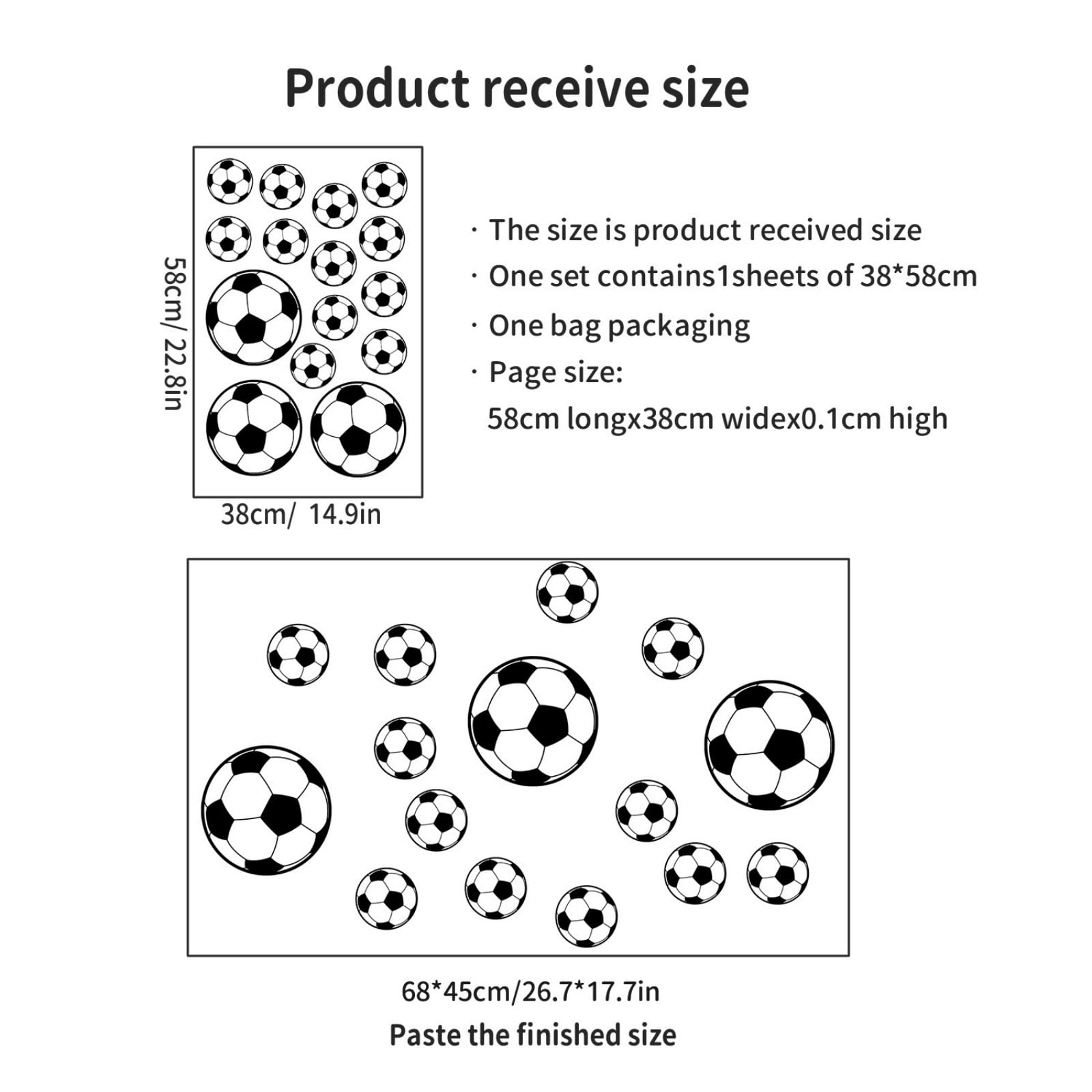Soccer Stickers for Wall, Football Fan Room Decor, Sports Themed Stickers for Doors, Windows, Bedroom, Kids & Teens, Waterproof Vinyl Stickers with Balls & Bottles Design - Image 3