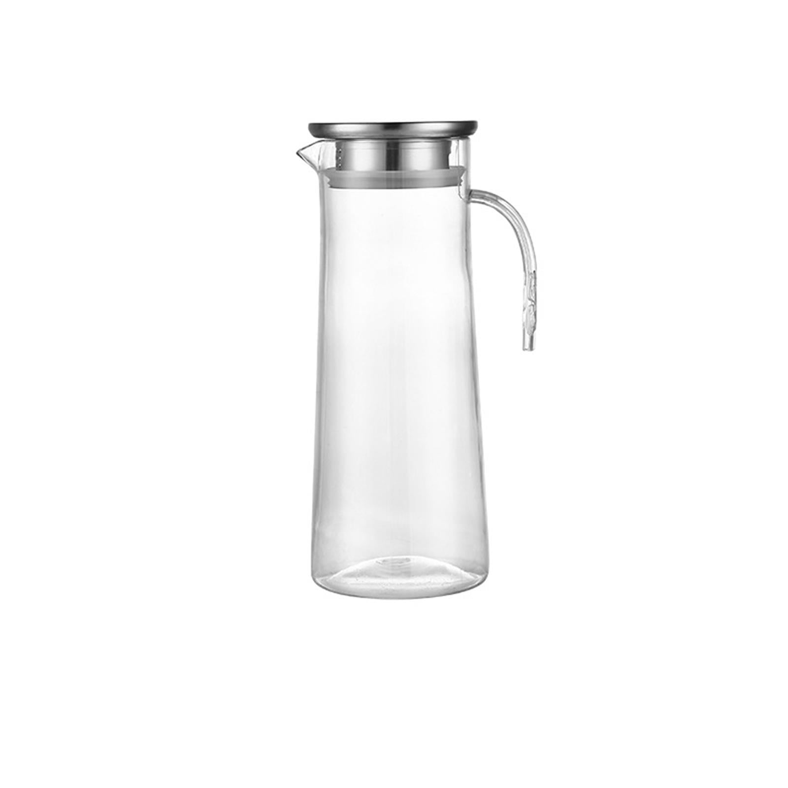 Glass Pitcher with Lid, Easy Clean and Heat Resistance Borosilicate Glass Jug for Hot or Cold Water, Milk, Ice Tea and Juice Beverage, 1 Pcs, 33.8 Oz, 9.44x3.54 9.44