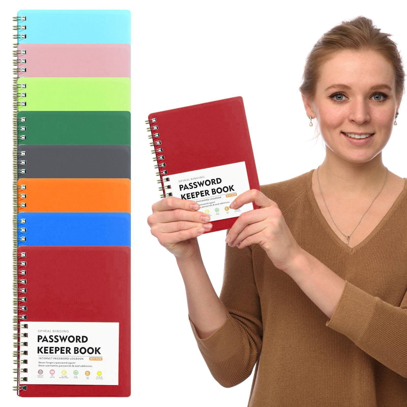 Spiral Password Book with Alphabetical Tabs,Plastic Password Book,Password Book Password Book with Personal Alphabet Label Internet Address and Password Headquarters Password Log, 4.25