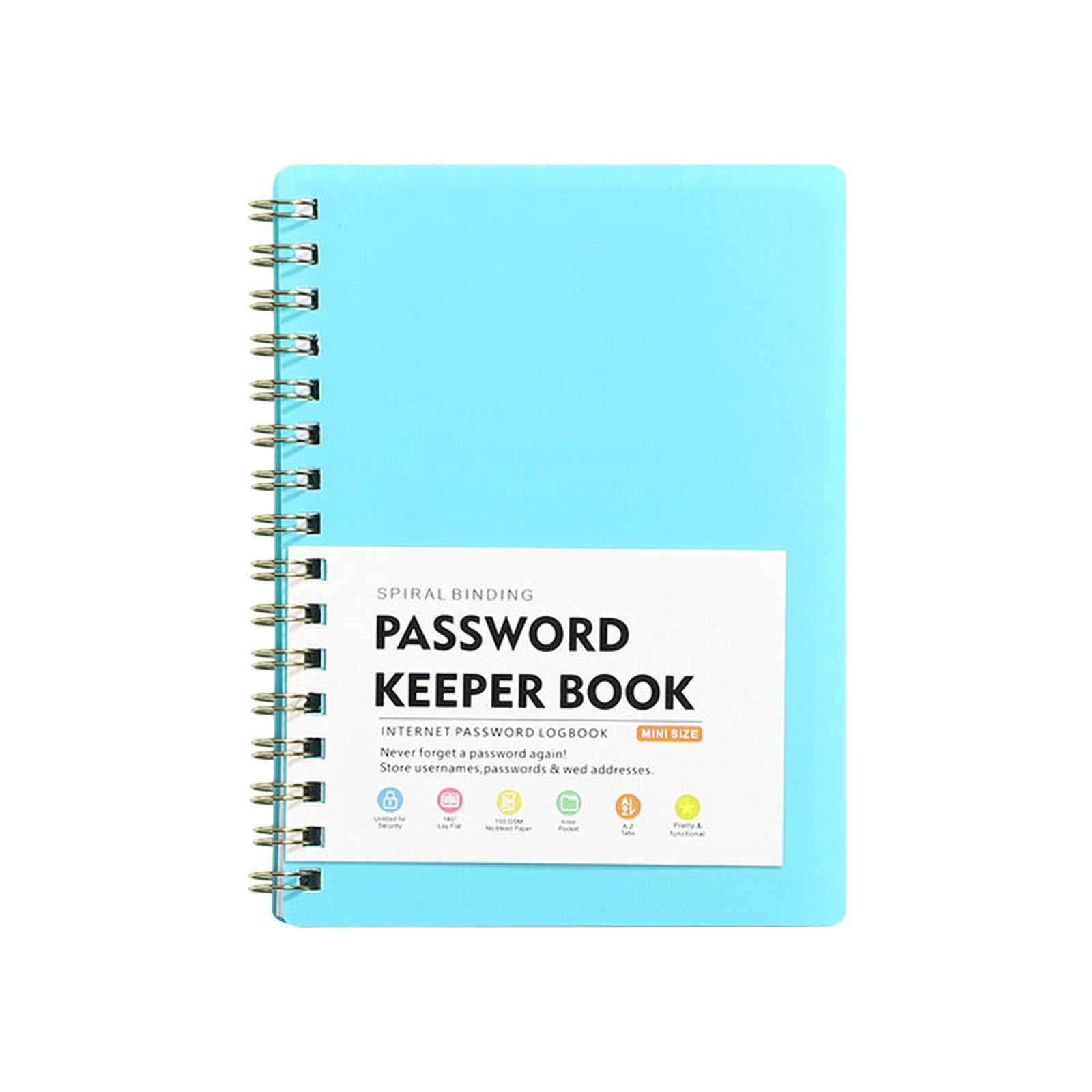 Spiral Password Book with Alphabetical Tabs,Plastic Password Book,Password Book Password Book with Personal Alphabet Label Internet Address and Password Headquarters Password Log, 4.25