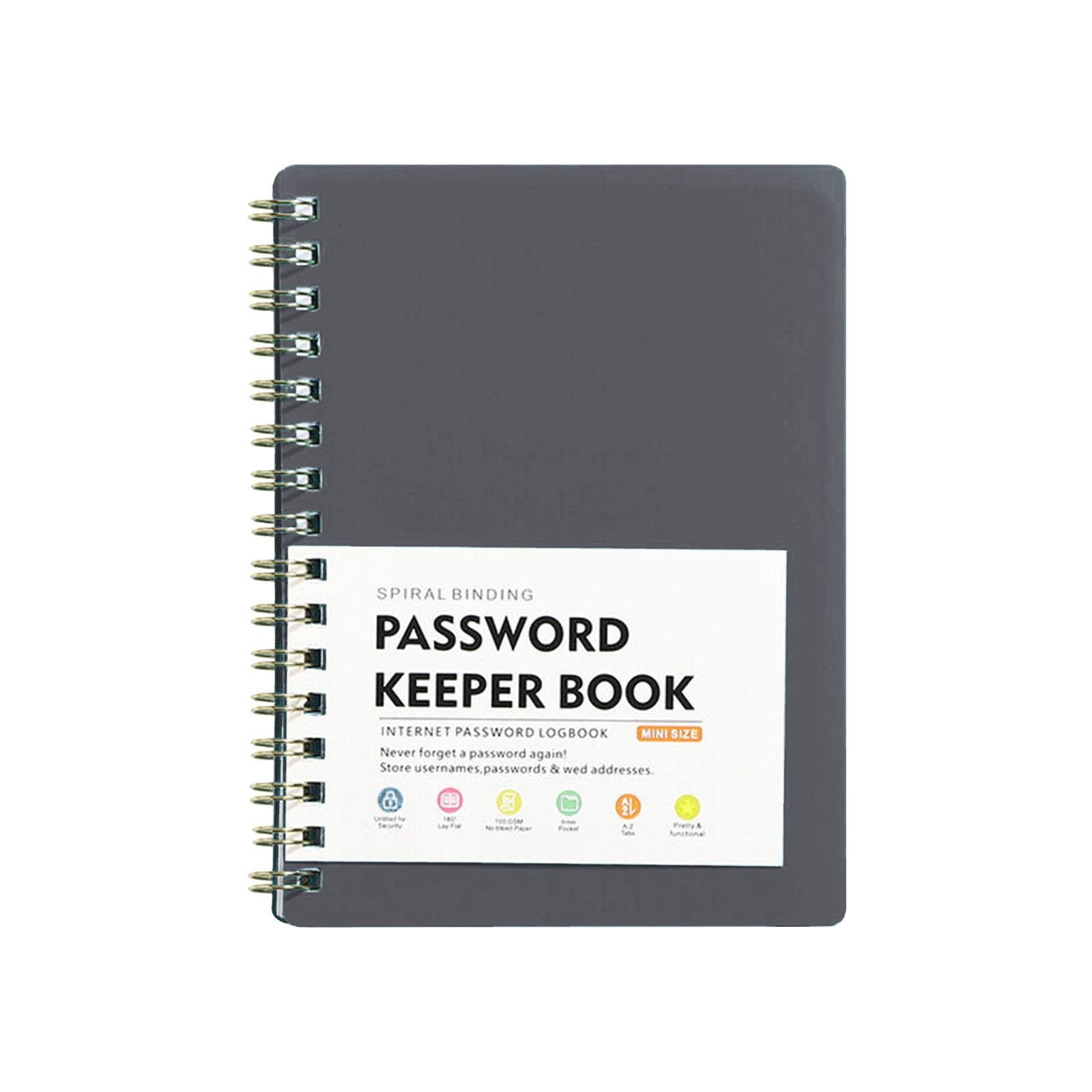 Spiral Password Book with Alphabetical Tabs,Plastic Password Book,Password Book Password Book with Personal Alphabet Label Internet Address and Password Headquarters Password Log, 4.25