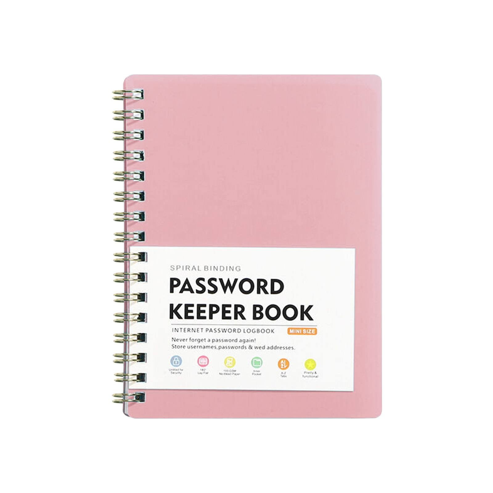 Spiral Password Book with Alphabetical Tabs,Plastic Password Book,Password Book Password Book with Personal Alphabet Label Internet Address and Password Headquarters Password Log, 4.25