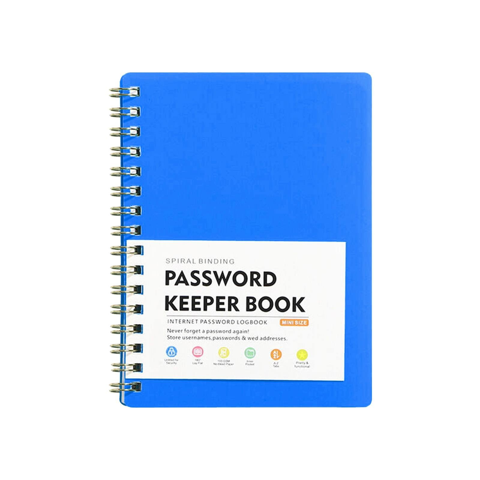 Spiral Password Book with Alphabetical Tabs,Plastic Password Book,Password Book Password Book with Personal Alphabet Label Internet Address and Password Headquarters Password Log, 4.25