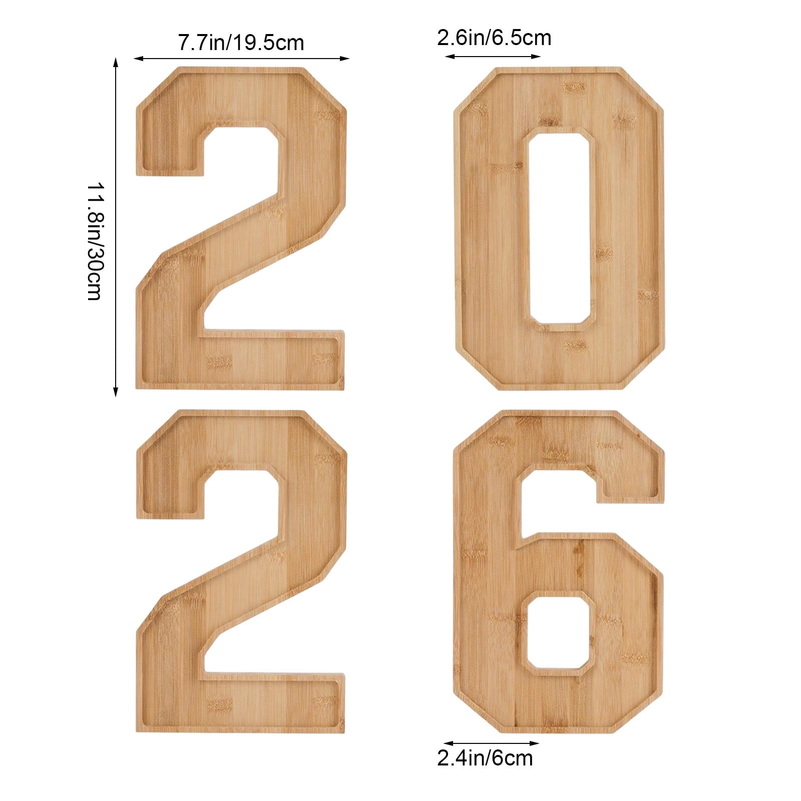 Wooden 2026 Party Supplies Charcuterie Numbers Fillable Decoration,2026 Graduation Fillable Numbers,Number Charcuterie Board Box for Fruit Cheese Platter Candy Cake Plates,Display Candy Snack Tray a set - Image 3