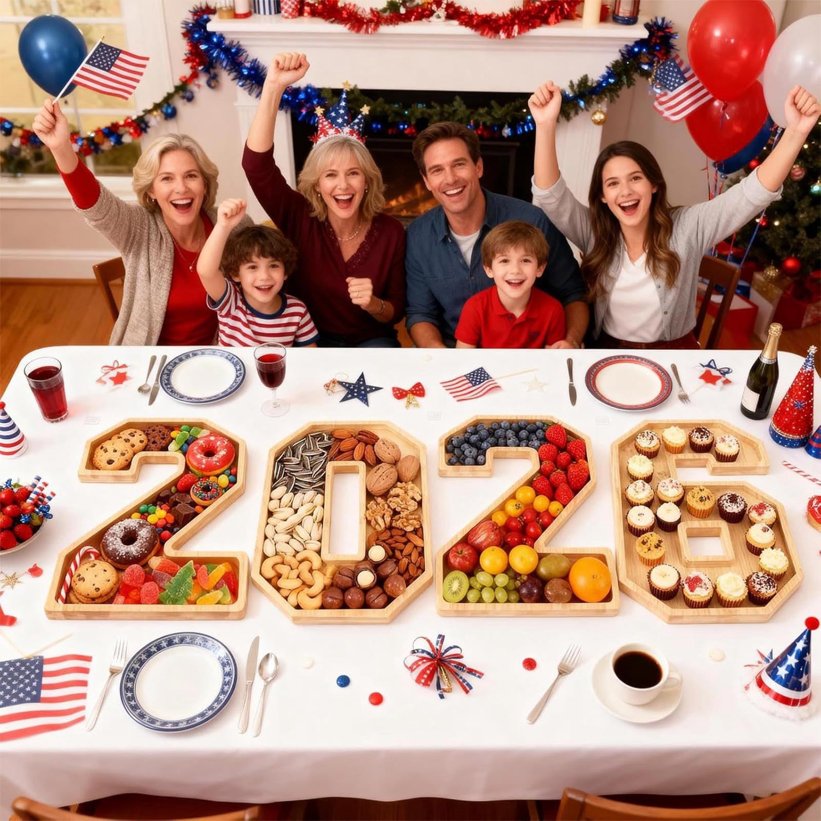 Wooden 2026 Party Supplies Charcuterie Numbers Fillable Decoration,2026 Graduation Fillable Numbers,Number Charcuterie Board Box for Fruit Cheese Platter Candy Cake Plates,Display Candy Snack Tray a set - Image 4
