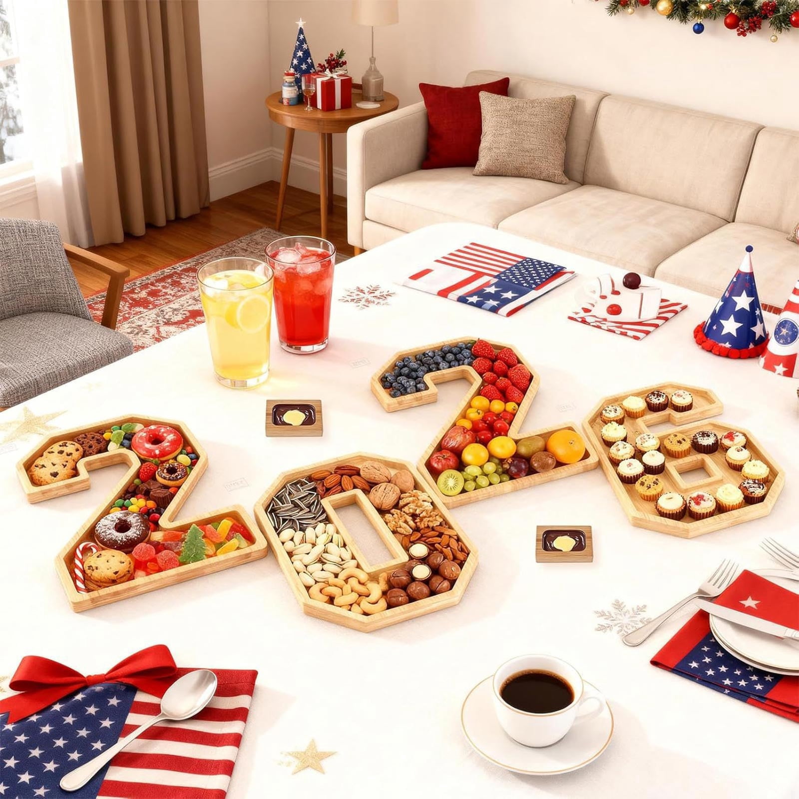 Wooden 2026 Party Supplies Charcuterie Numbers Fillable Decoration,2026 Graduation Fillable Numbers,Number Charcuterie Board Box for Fruit Cheese Platter Candy Cake Plates,Display Candy Snack Tray a set - Image 5
