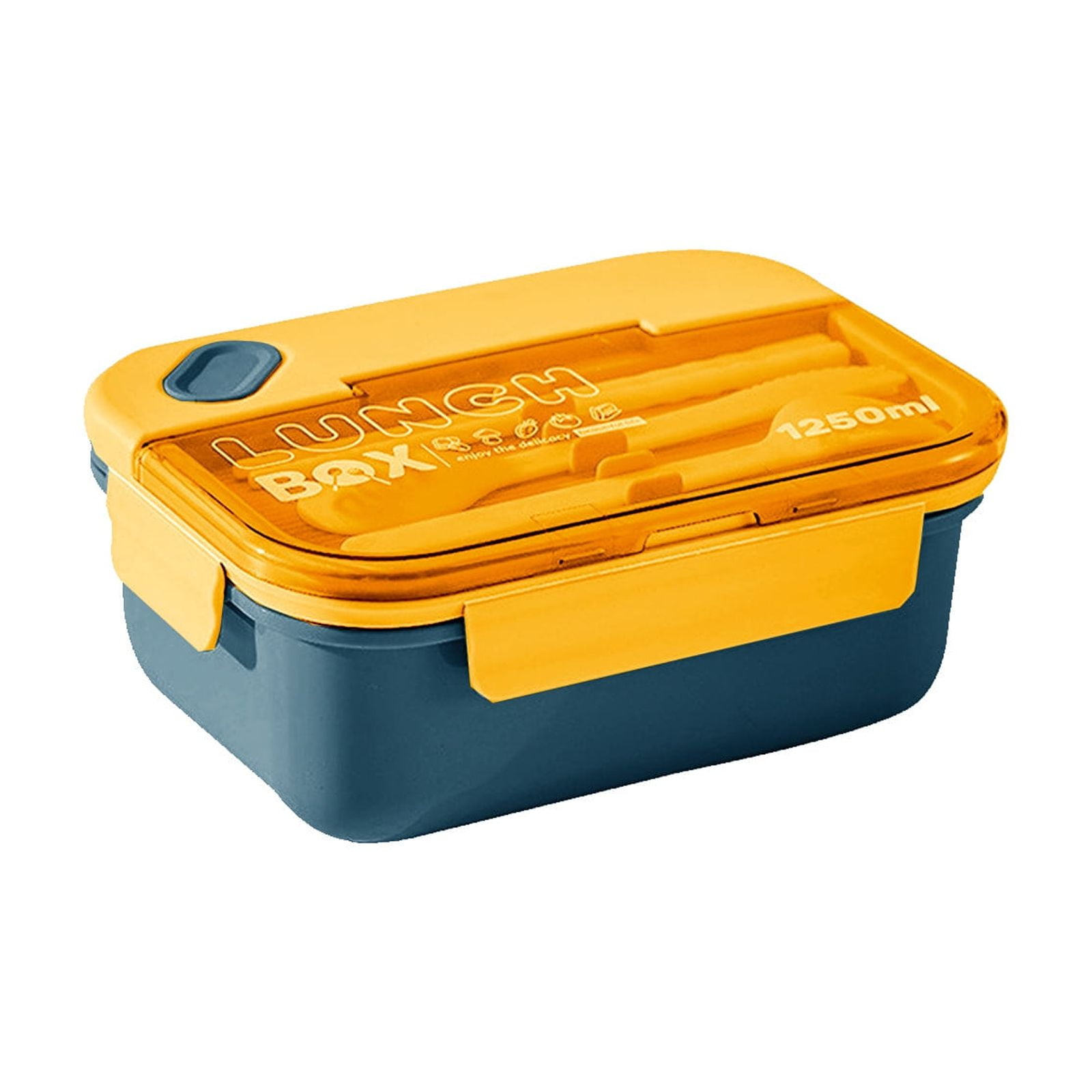 Lunch Box Containers With Dividers, 3 Compartments In One Large Lunch Box, Leakproof Lunch Box, Plastic Microwave Lunch Box Sealed Adult, Suitable For Dining Out Work Navy - Image 1