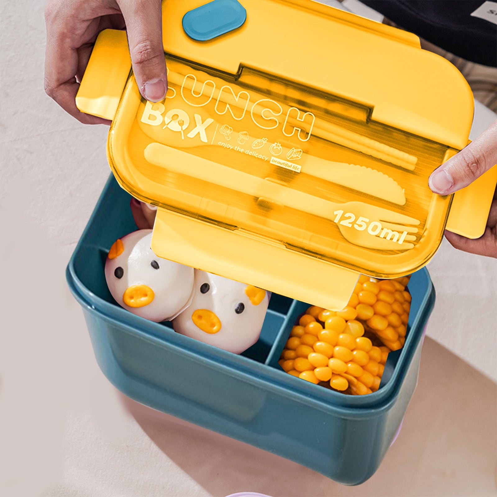 Lunch Box Containers With Dividers, 3 Compartments In One Large Lunch Box, Leakproof Lunch Box, Plastic Microwave Lunch Box Sealed Adult, Suitable For Dining Out Work Navy - Image 4