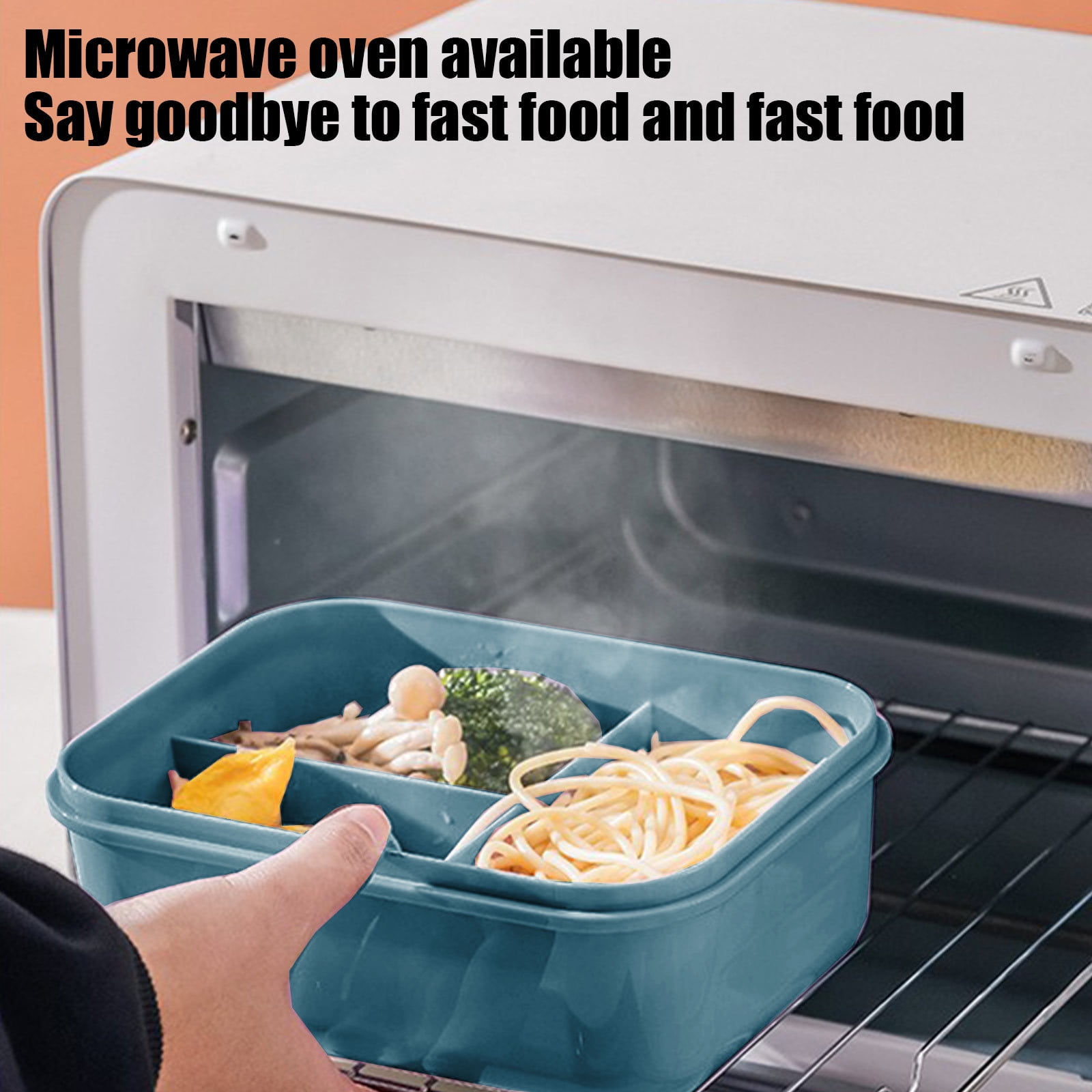 Lunch Box Containers With Dividers, 3 Compartments In One Large Lunch Box, Leakproof Lunch Box, Plastic Microwave Lunch Box Sealed Adult, Suitable For Dining Out Work Navy - Image 5