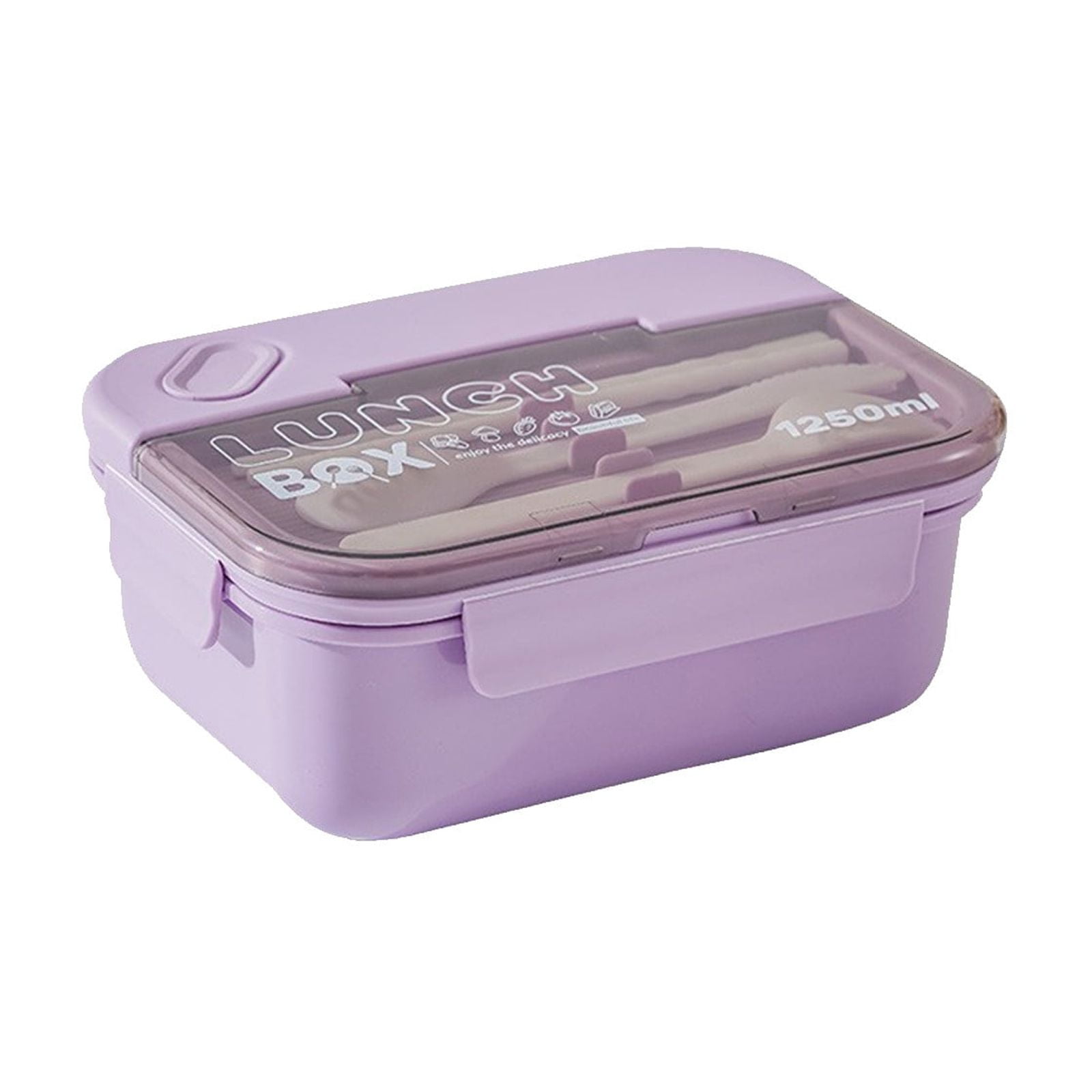Lunch Box Containers With Dividers, 3 Compartments In One Large Lunch Box, Leakproof Lunch Box, Plastic Microwave Lunch Box Sealed Adult, Suitable For Dining Out Work Purpel - Image 1