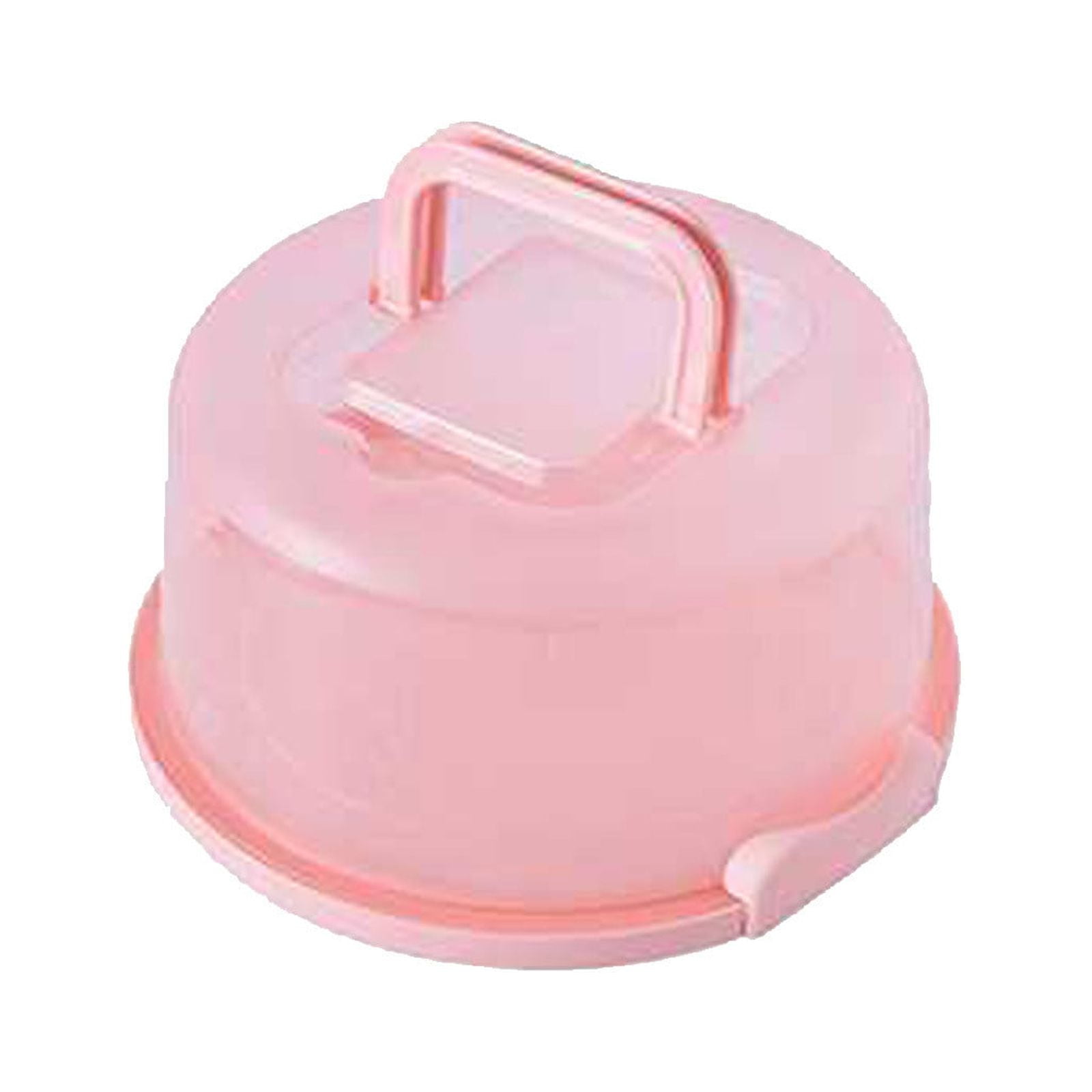 Clearance! Round Cake Carrier Cake Container With Lid And Handles, Large Cupcake Carrier Cake Keeper Sturdy Cupcake Box Cupcake Holder With Two Secure Side Closures Dishwasher Safe, Fresh Storage Pink - Image 1
