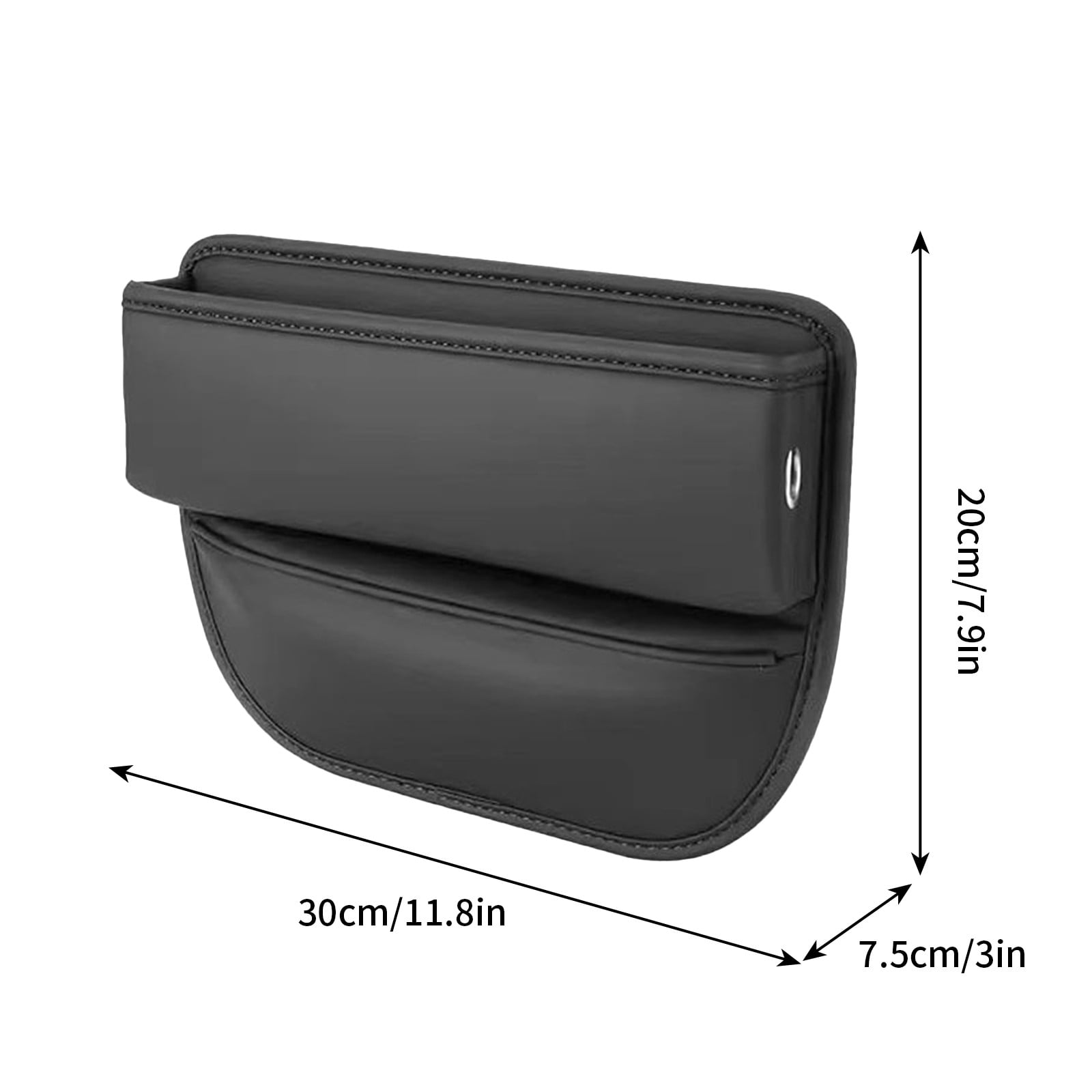Car Seat Gap Filler, Premium Leather Car Seat Organizer, Universal Fit Car Seat Storage Box, Adjustable Front Seat Gap Filler for Phones, Glasses, Keys, Cards Black - Image 3