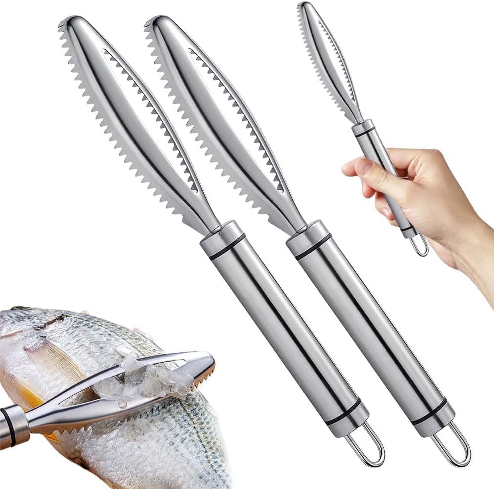 Fish Scales Scraping Tool, 2024 New Multifunction Stainless Steel Fish Scale Remover Fish Cleaning Kit, Premium Fish Descaler Sawtooth Fish Scaler Remover Kitchen Tool for Home 2PC - Image 1
