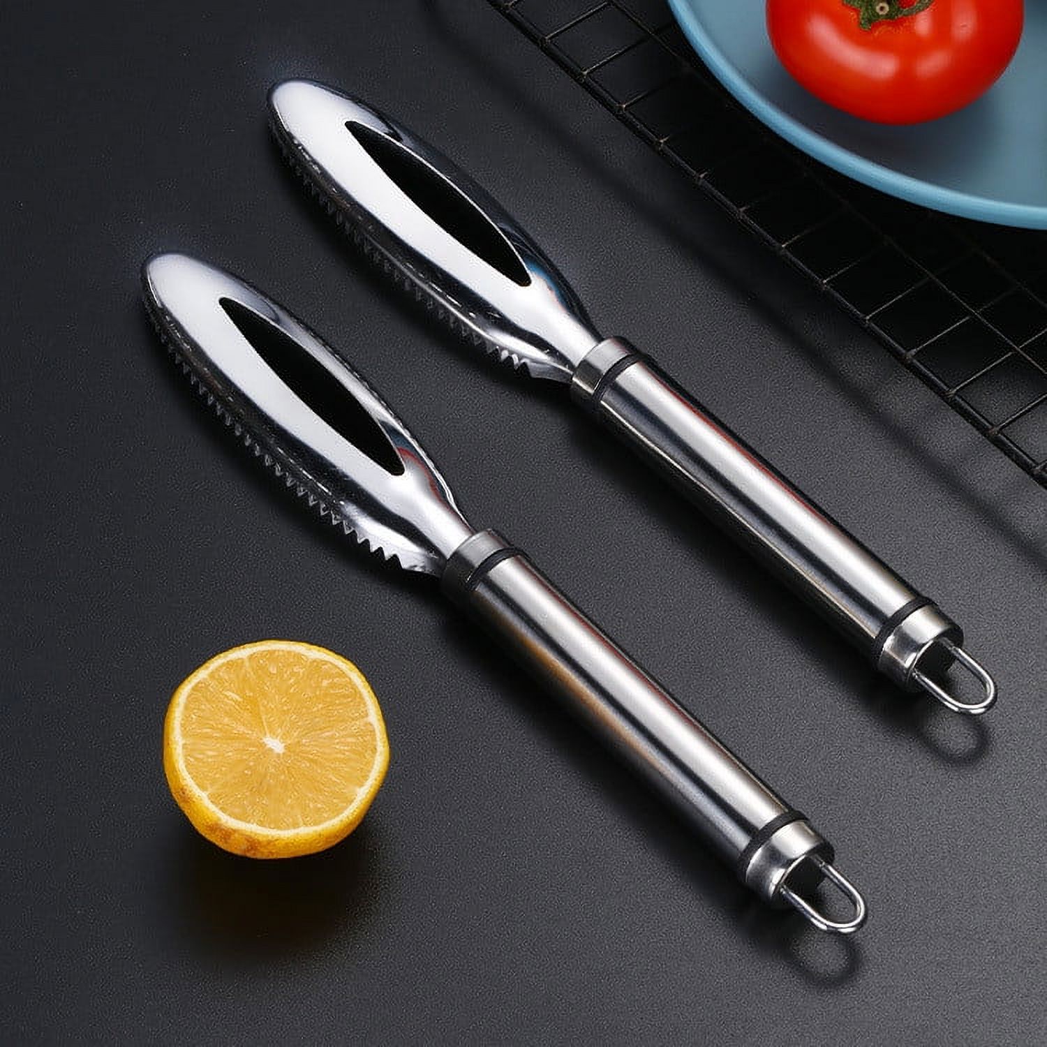 Fish Scales Scraping Tool, 2024 New Multifunction Stainless Steel Fish Scale Remover Fish Cleaning Kit, Premium Fish Descaler Sawtooth Fish Scaler Remover Kitchen Tool for Home 2PC - Image 4