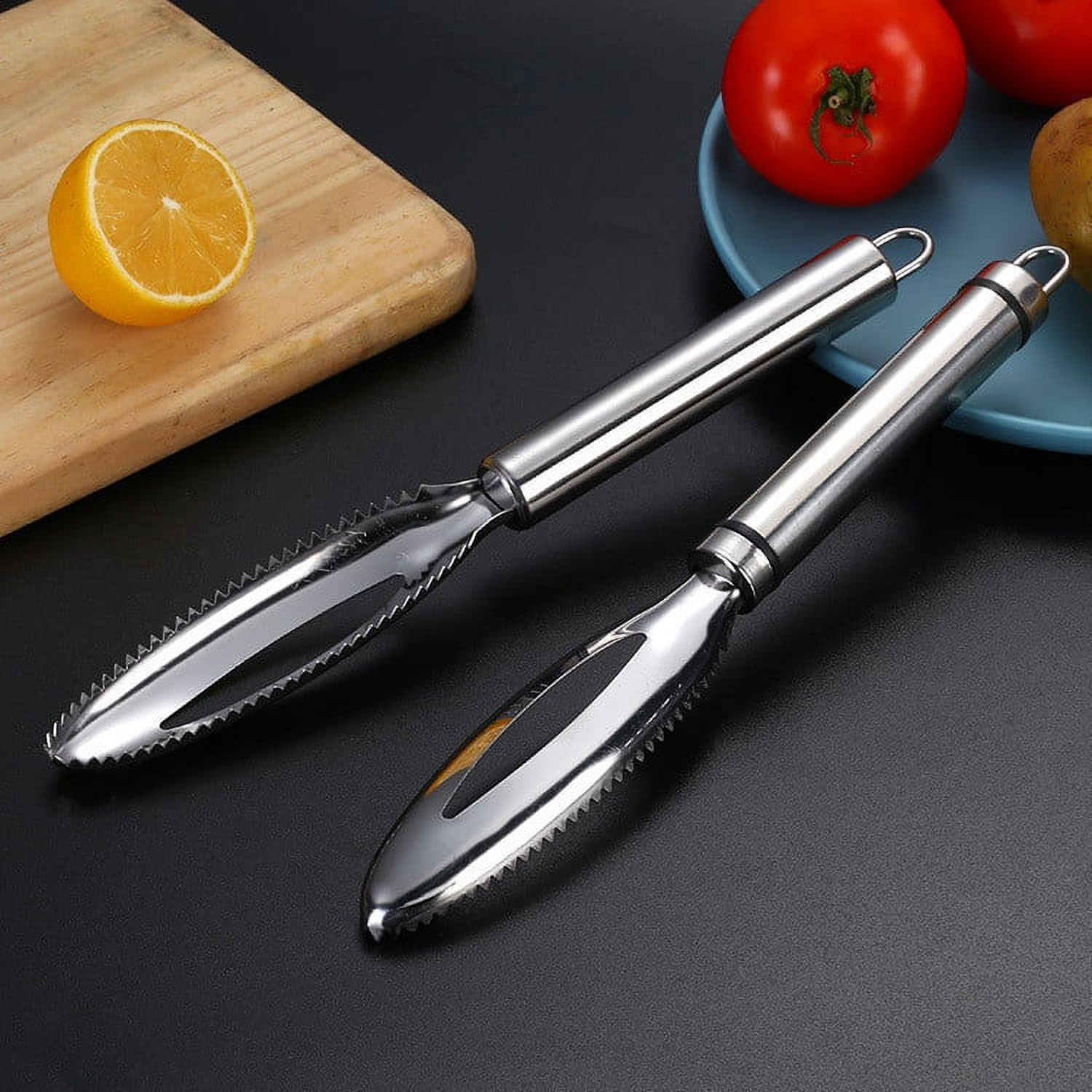 Fish Scales Scraping Tool, 2024 New Multifunction Stainless Steel Fish Scale Remover Fish Cleaning Kit, Premium Fish Descaler Sawtooth Fish Scaler Remover Kitchen Tool for Home 2PC - Image 6
