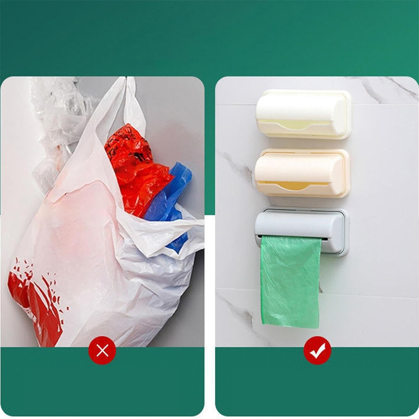 Trash Bags Dispenser Bag Dispenser For Small Bin Liner Kit Trash Bag Dispenser For Bottom Of Can Trash Can Liner Dispenser No Punching Required Wall Mount Garbage Bag Dispenser Gray - Image 3