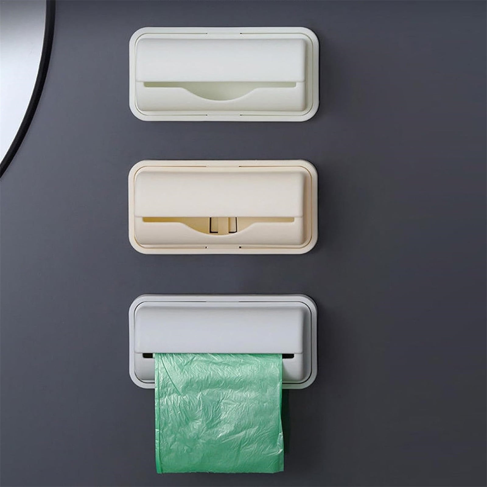 Trash Bags Dispenser Bag Dispenser For Small Bin Liner Kit Trash Bag Dispenser For Bottom Of Can Trash Can Liner Dispenser No Punching Required Wall Mount Garbage Bag Dispenser Gray - Image 4