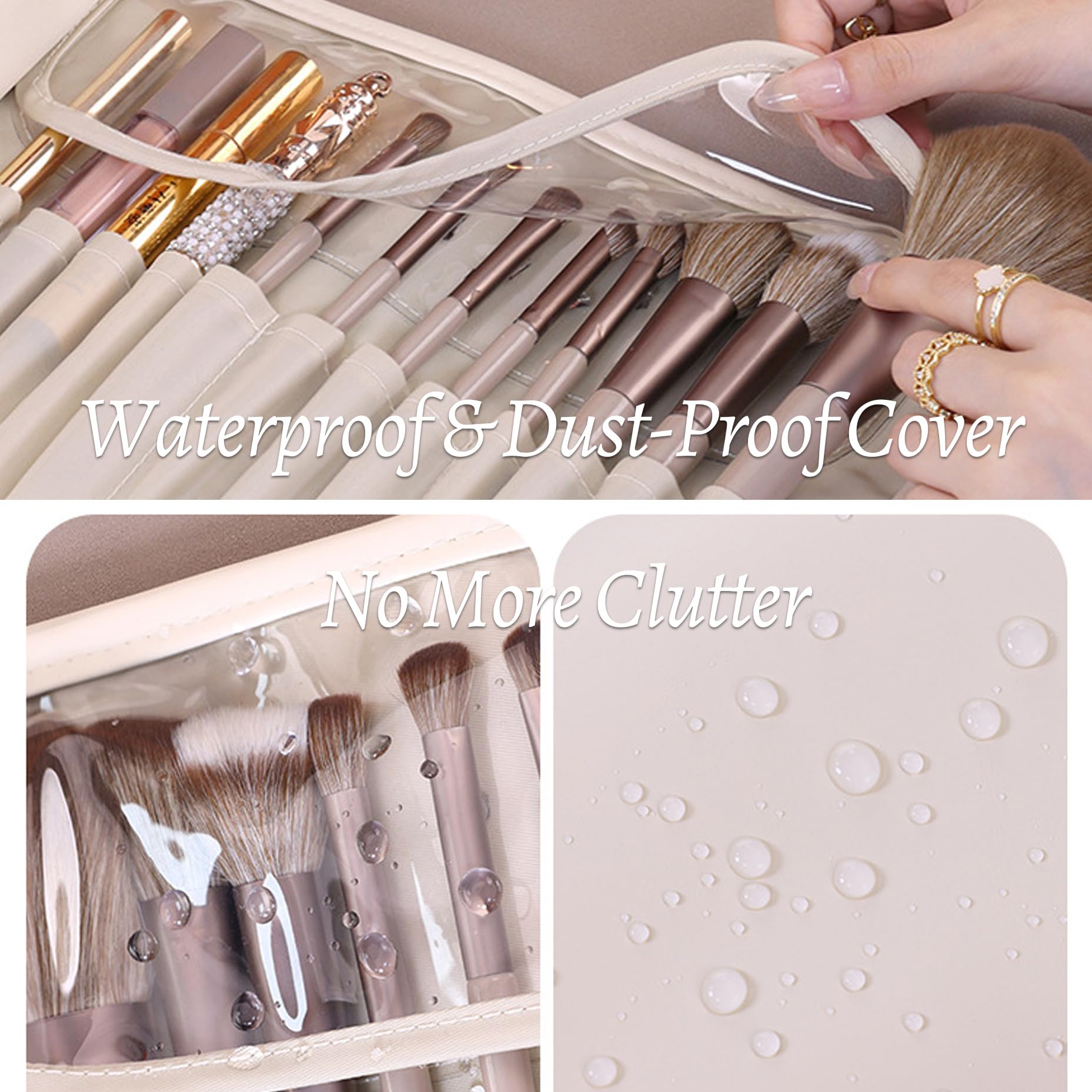 1pcs Toiletry Bag - Makeup Bag - Portable Foldable Makeup Bag, Multi-Compartment Cosmetic Box, Waterproof Travel & Daily Storage Bag Made of PU Leather - Image 5