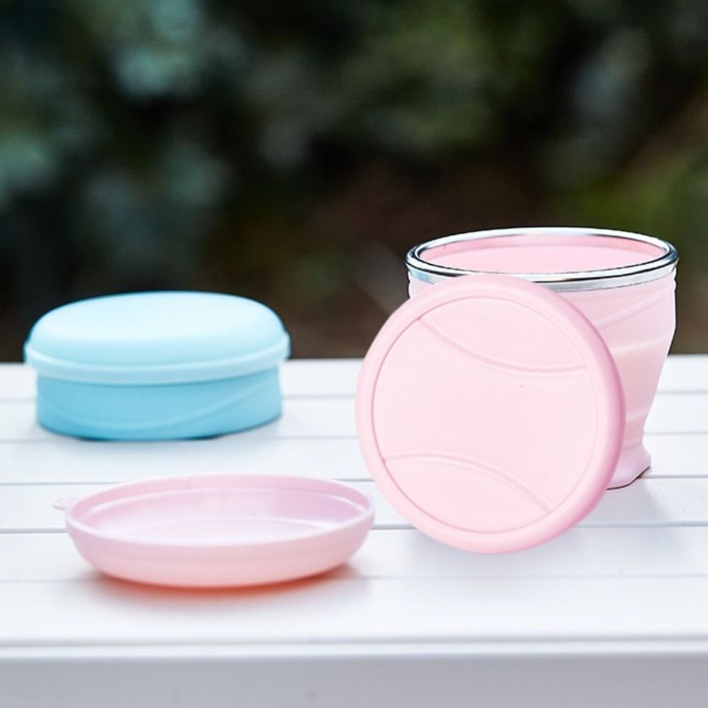 Collapsible Cup - Travel Mug - Camping Cup - Collapsible Cup - Drinking Cup - Coffee Cup To Go - Camping Tableware - Silicone Cup - Outdoor Cup - Folding Cup - Travel Accessories - Cup with Lid - Pink - 1 Piece - Image 4
