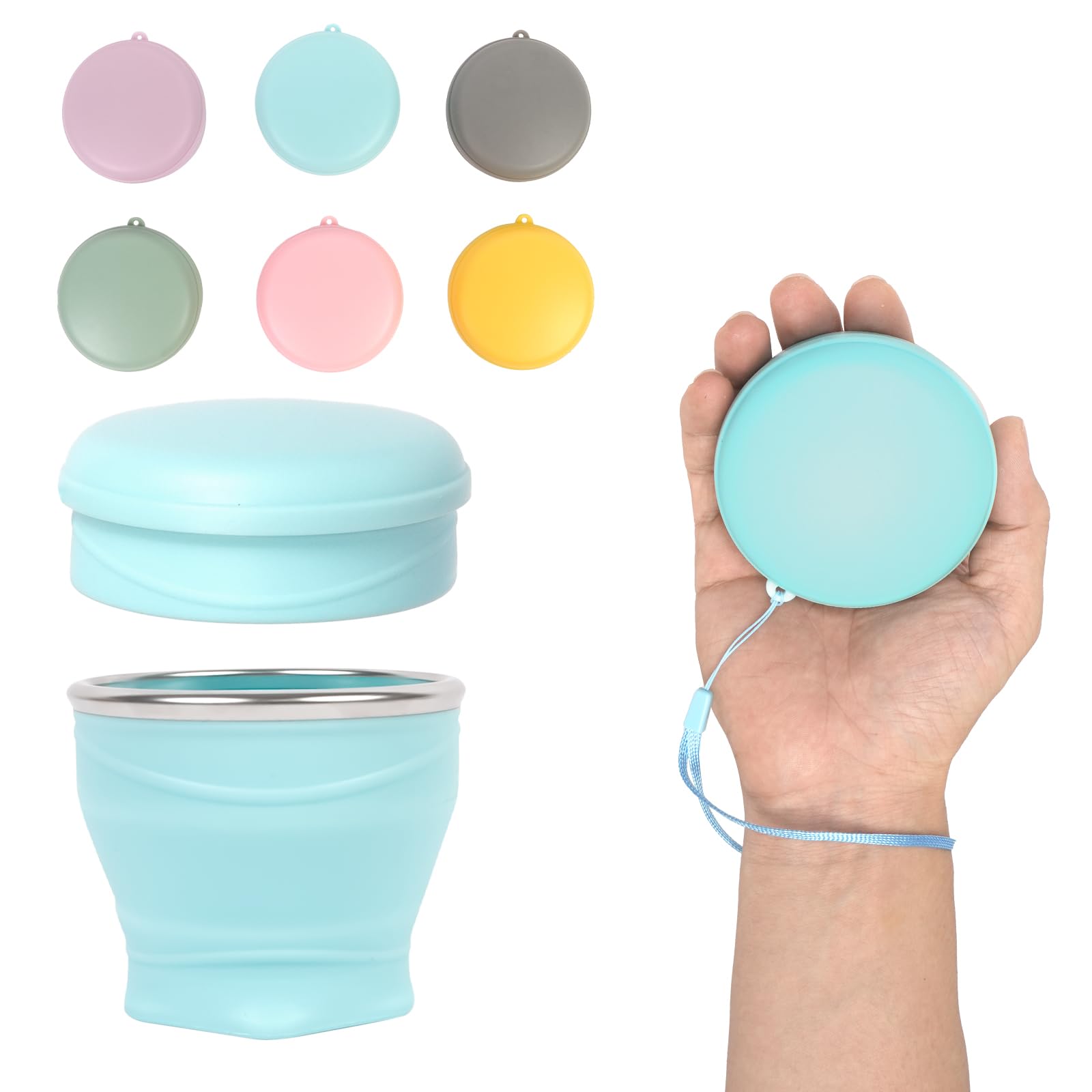 1pcs Water Bottle - Collapsible Cup - Silicone Collapsible Travel Mug, Reusable, Portable, Foldable Design, Outdoor, Hot and Cold Drinks, Hiking, Camping(Blue) - Image 1