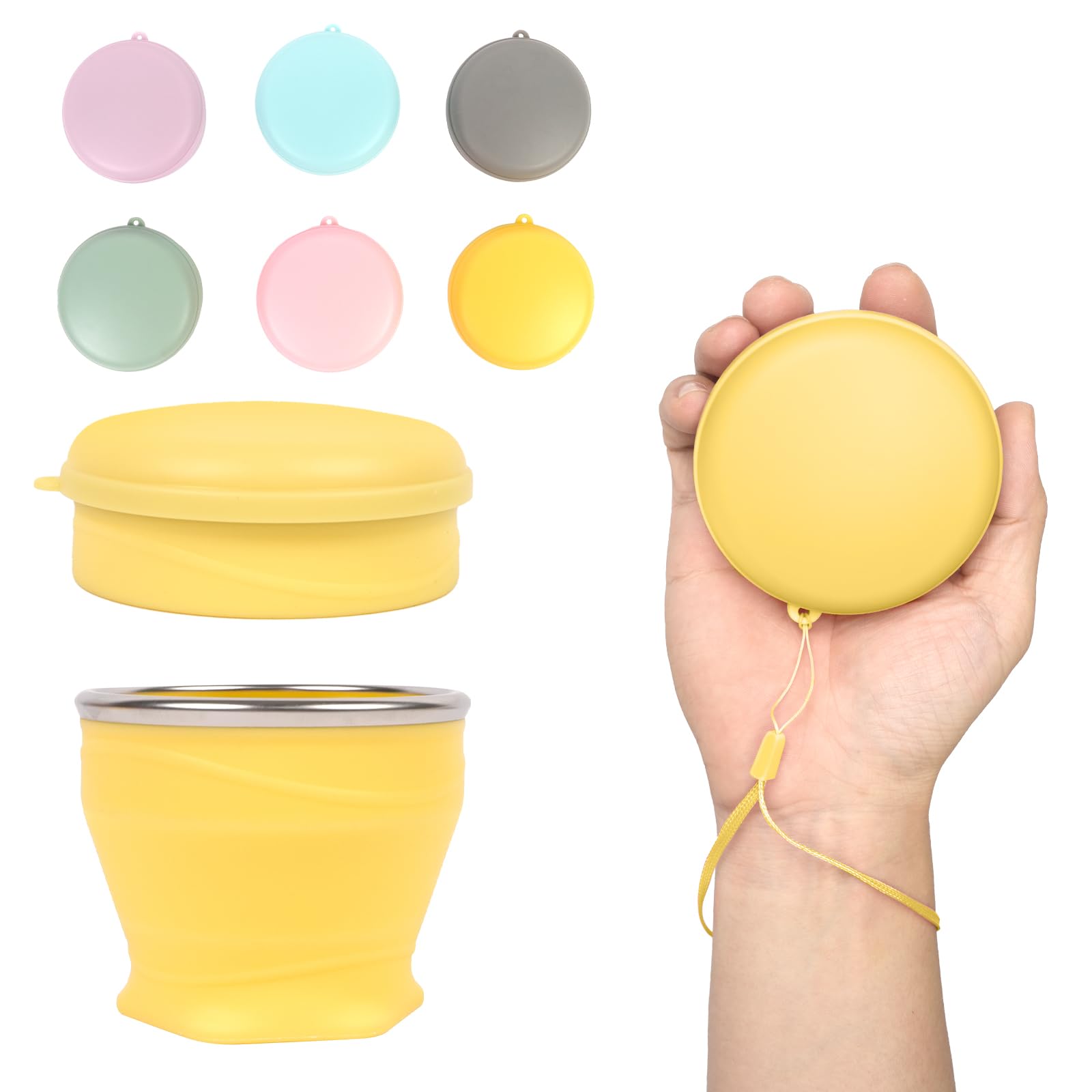 1pcs Water Bottle - Collapsible Cup - Silicone Collapsible Travel Mug, Reusable, Portable, Foldable Design, Outdoor, Hot and Cold Drinks, Hiking, Camping(Yellow) - Image 1
