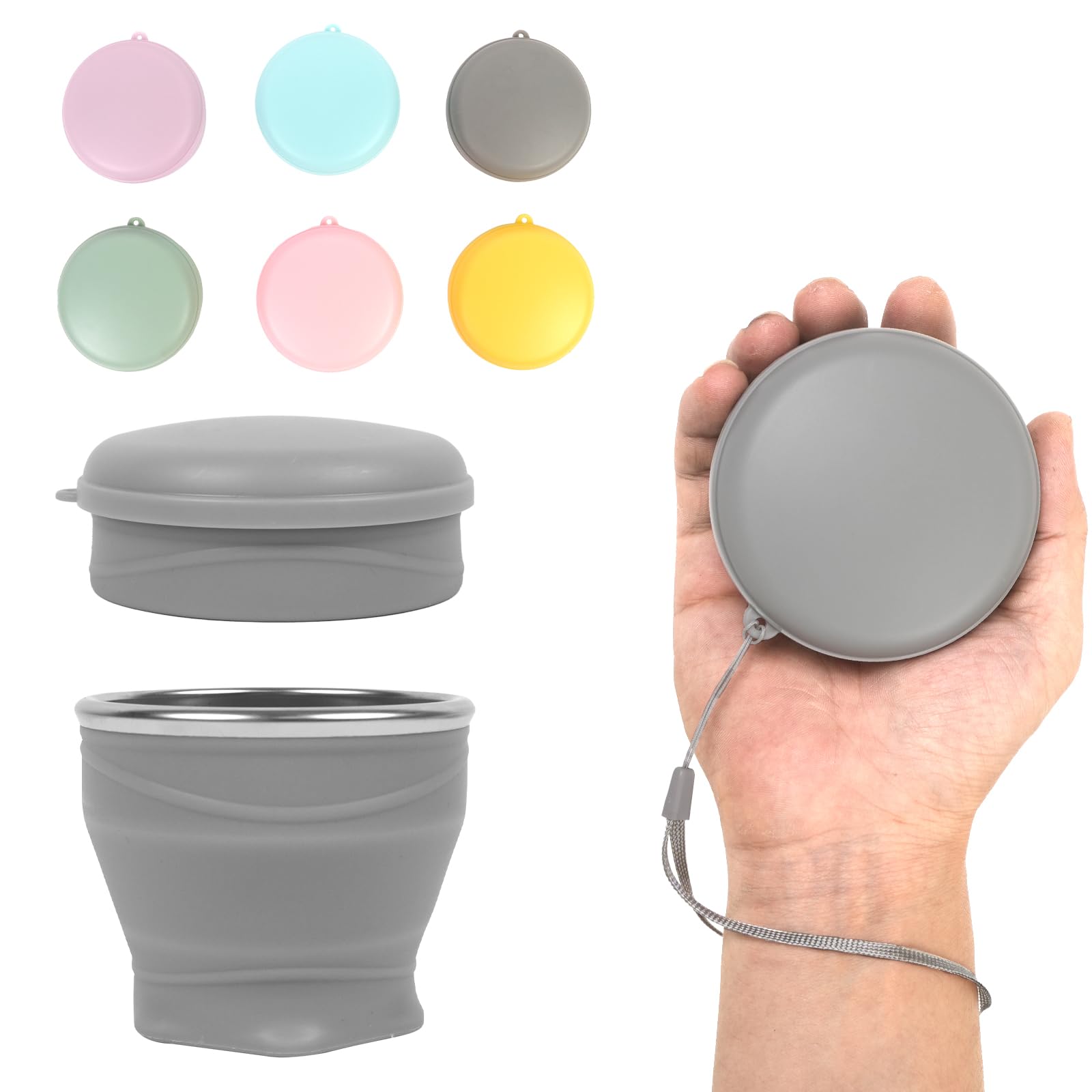 1pcs Water Bottle - Collapsible Cup - Silicone Collapsible Travel Mug, Reusable, Portable, Foldable Design, Outdoor, Hot and Cold Drinks, Hiking, Camping(Gray） - Image 1