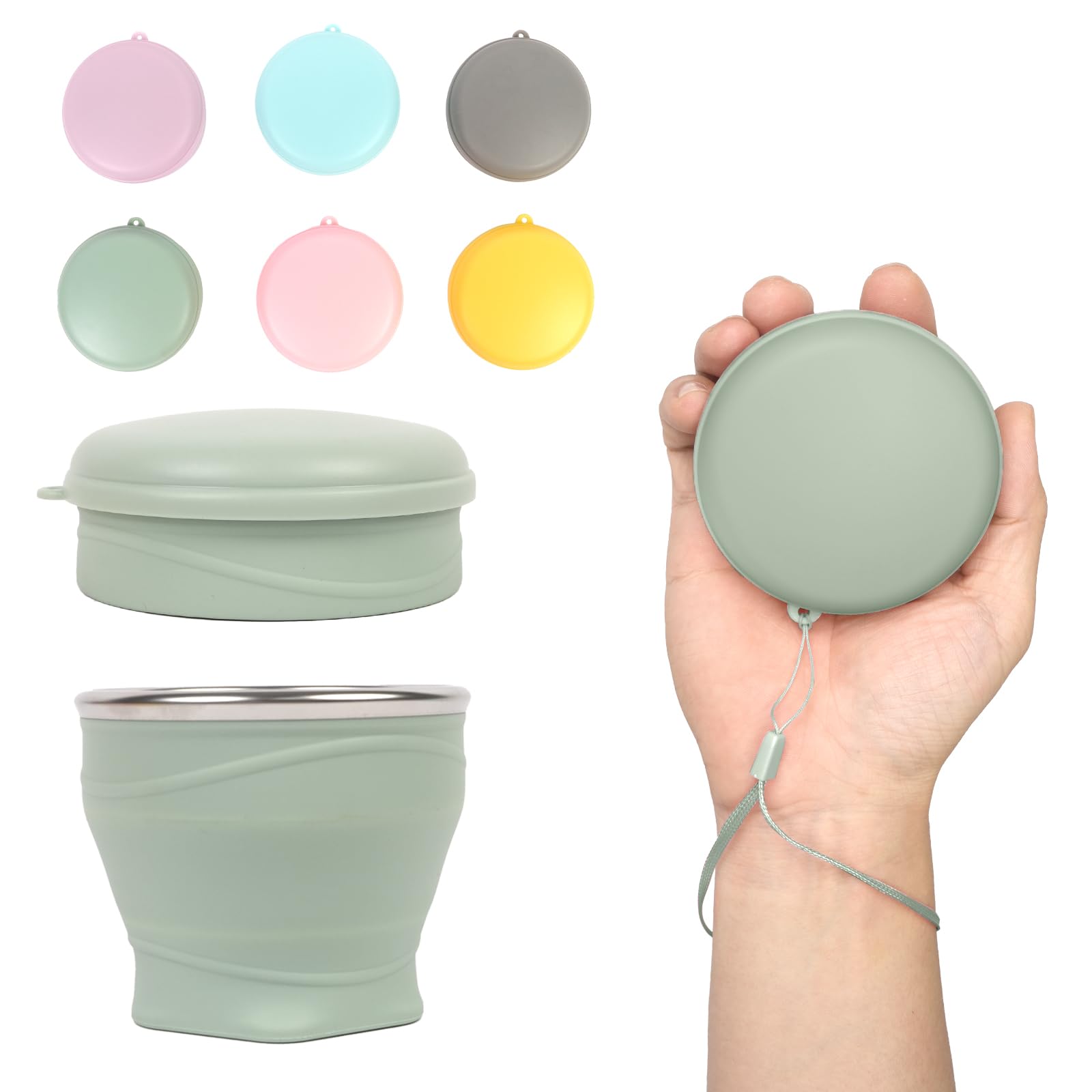 1pcs Water Bottle - Collapsible Cup - Silicone Collapsible Travel Mug, Reusable, Portable, Foldable Design, Outdoor, Hot and Cold Drinks, Hiking, Camping（Green） - Image 1