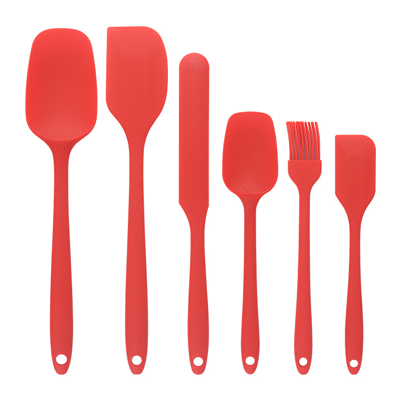 Baking - Silicone Spatulas - Set of 6 Silicone Spatulas, Heat Resistant up to 600°F, Food Safe, BPA Free, Flexible, Suitable for Frying Eggs, Burgers and Pancakes（Red） - Image 1